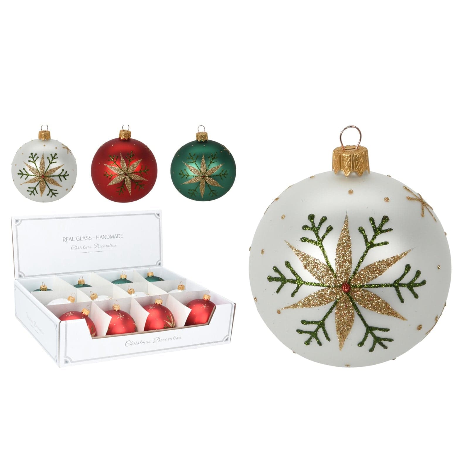 Palline per albero di Natale in vetro decorate con stelle - 3