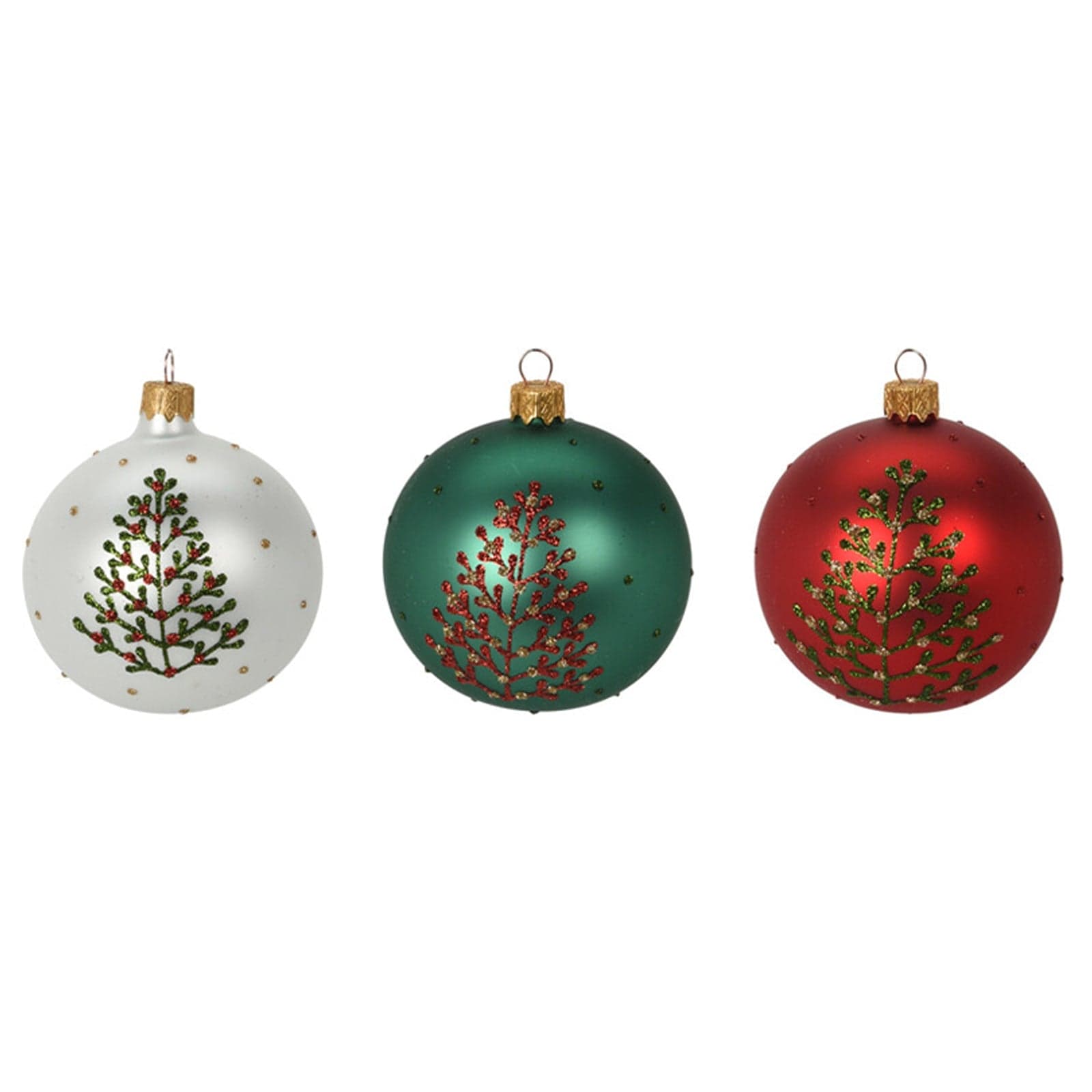 Palline per albero di Natale in vetro decorate con glitter color Rosso - 2