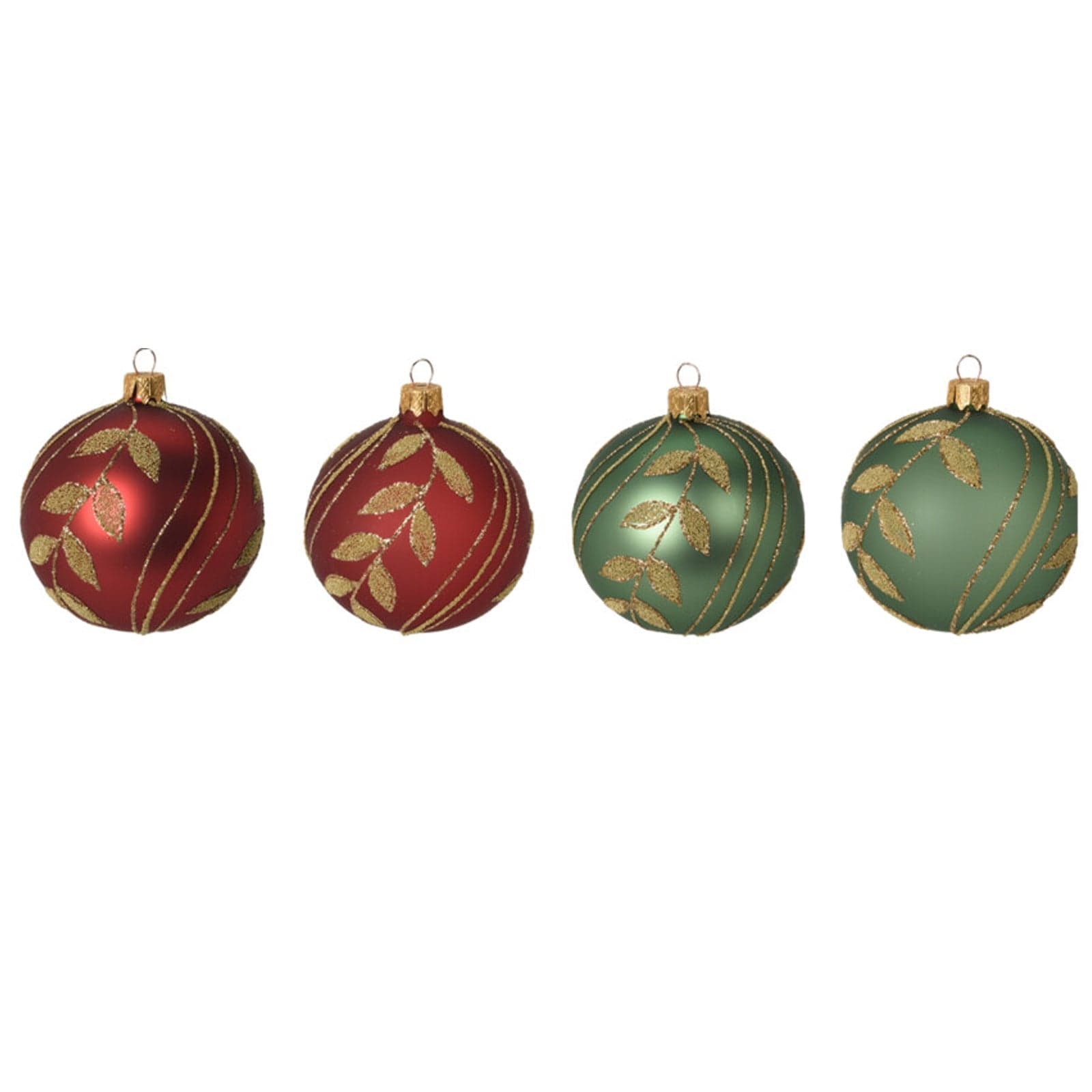 Palline per albero di Natale in vetro decorate da Ø10 cm color Rosso e Verde - 2
