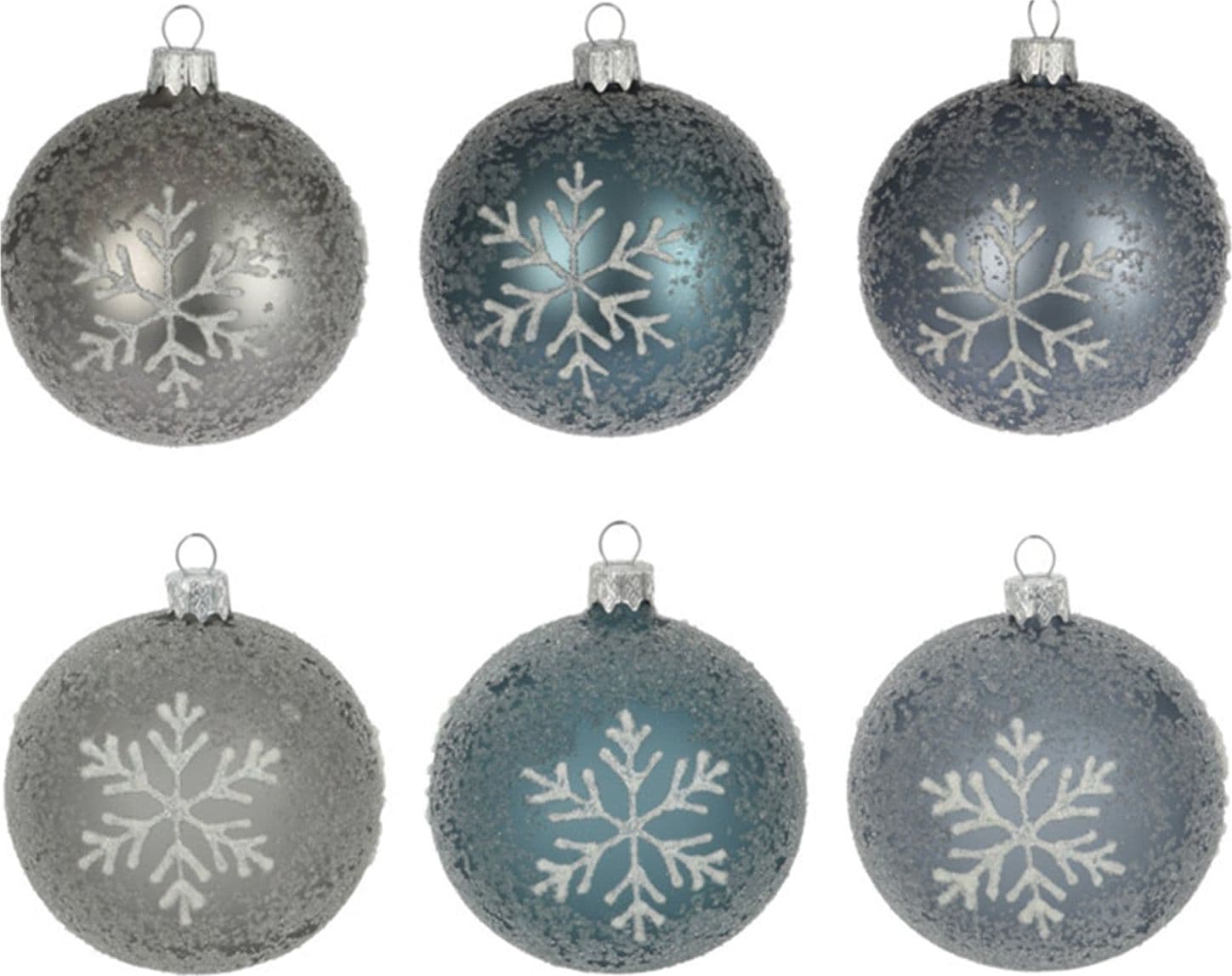 Palline per albero di Natale in vetro decorate da Ø10 cm con fiocchi di neve - 2