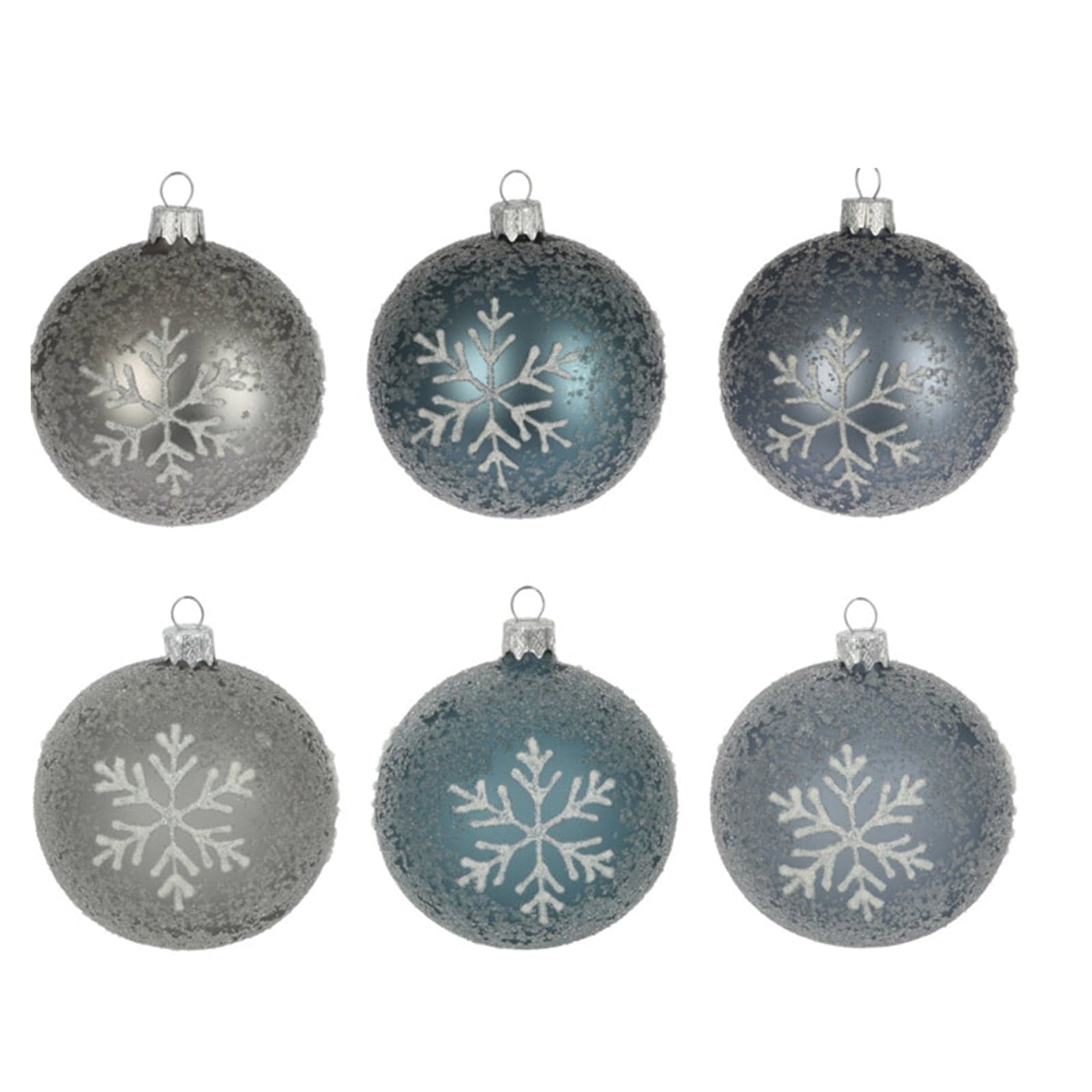 Palline per albero di Natale in vetro decorate da Ø10 cm con fiocchi di neve - 2