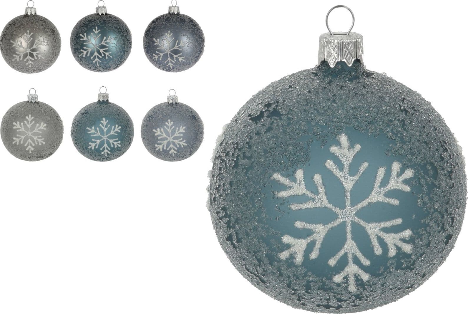 Palline per albero di Natale in vetro decorate da Ø10 cm con fiocchi di neve - 3