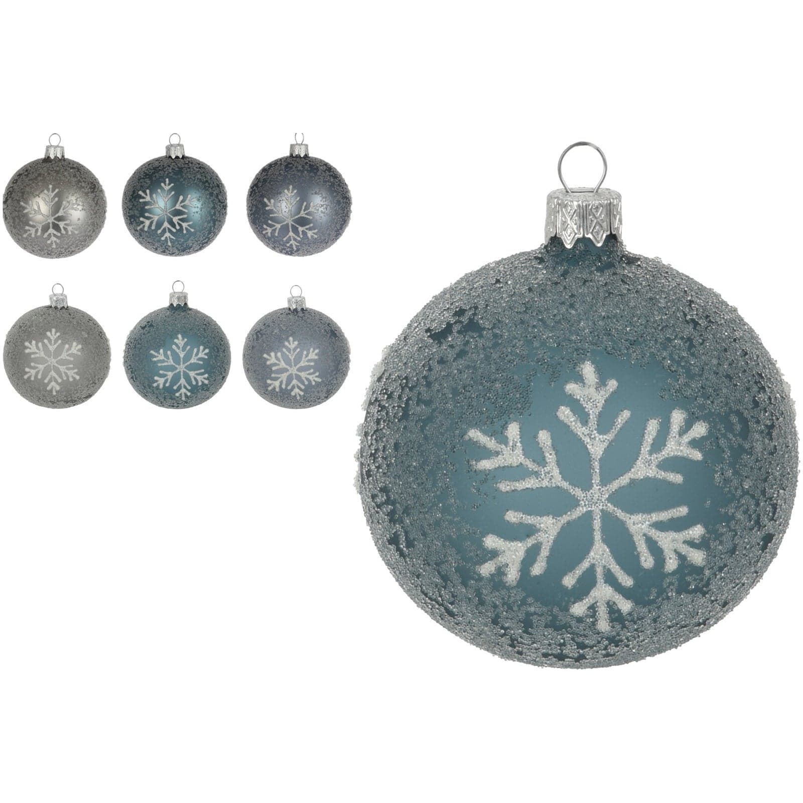 Palline per albero di Natale in vetro decorate da Ø10 cm con fiocchi di neve - 3
