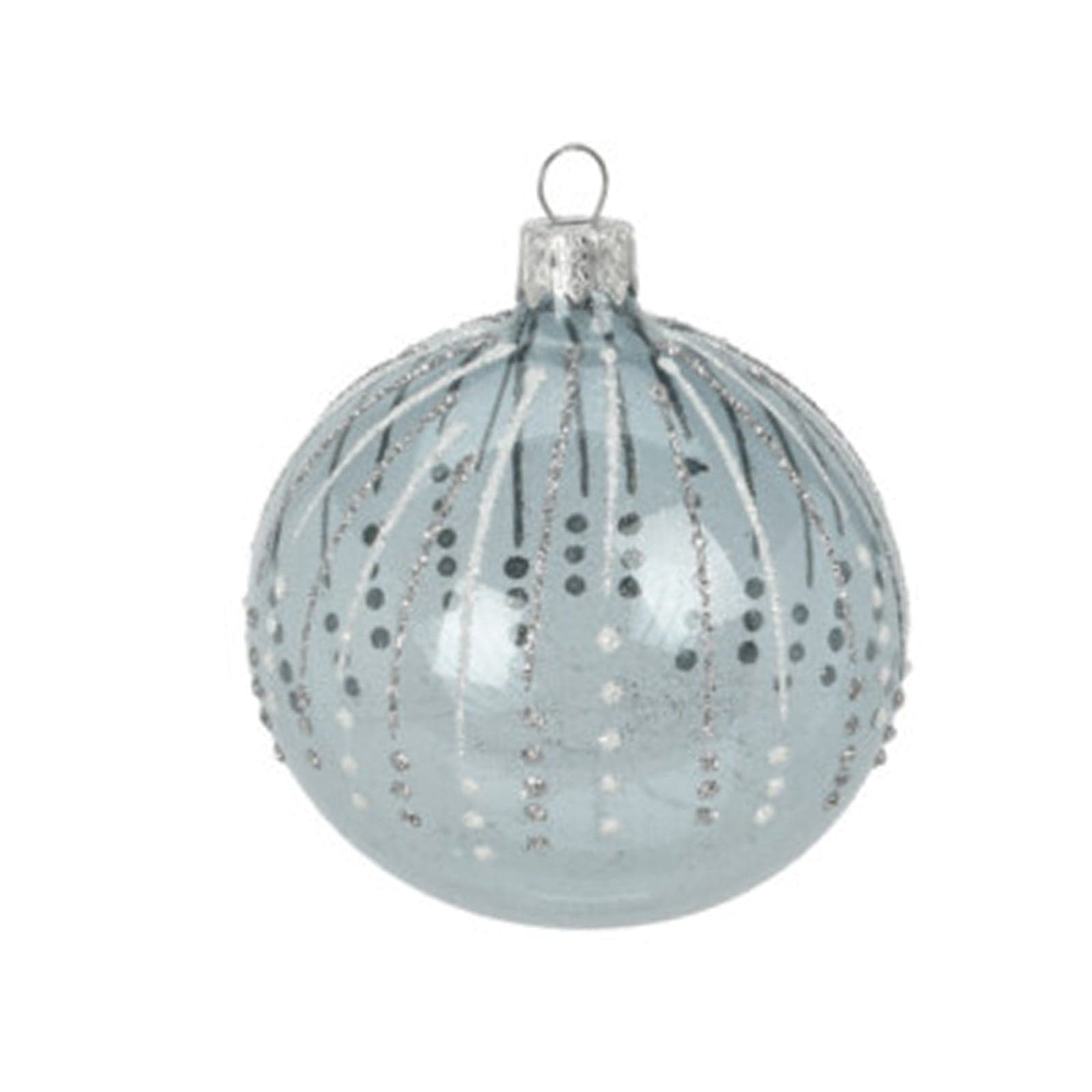 Palline per albero di Natale in vetro decorate da Ø10 cm con fiocchi di neve - 5