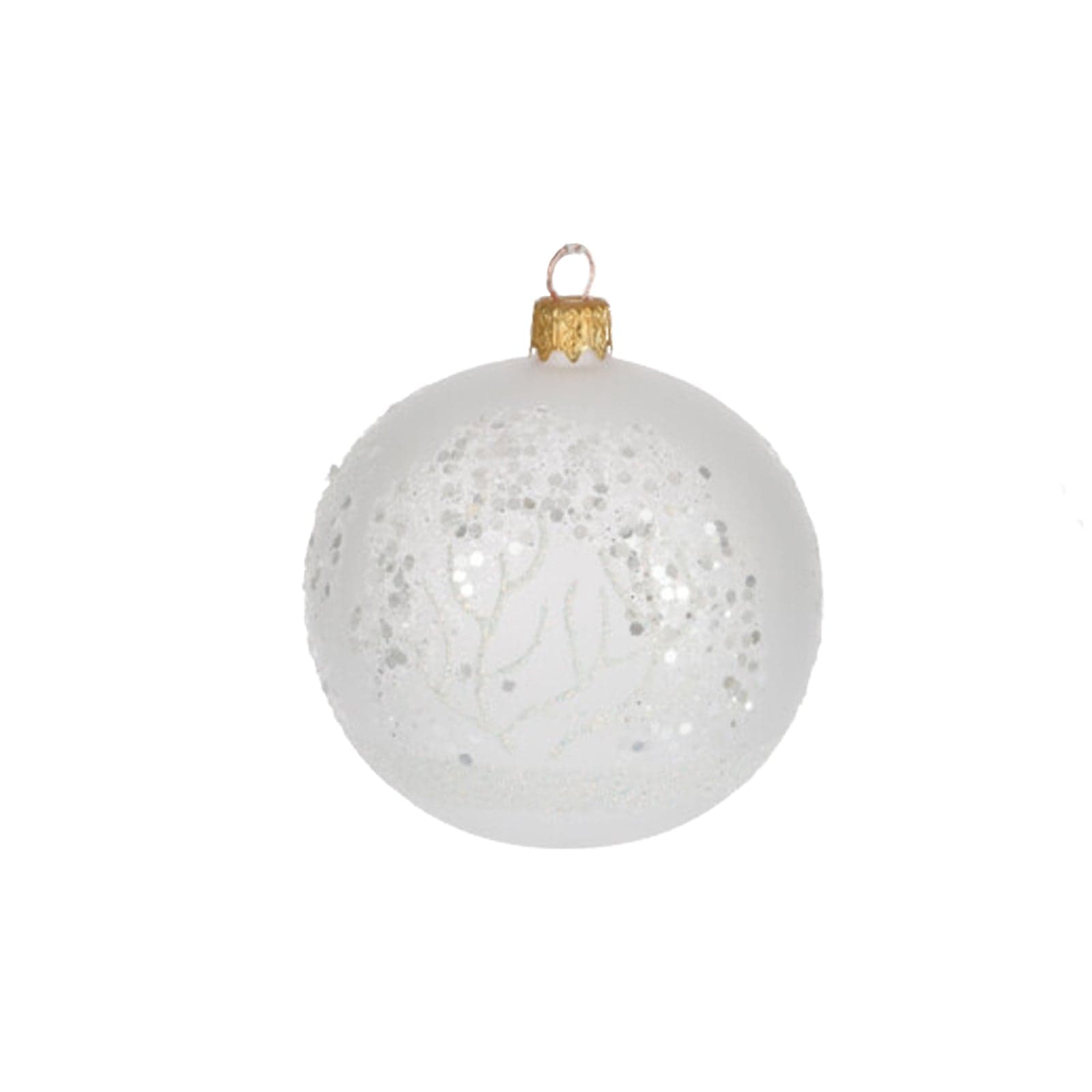 Palline per albero di Natale in vetro decorate con glitter color Bianco - 3