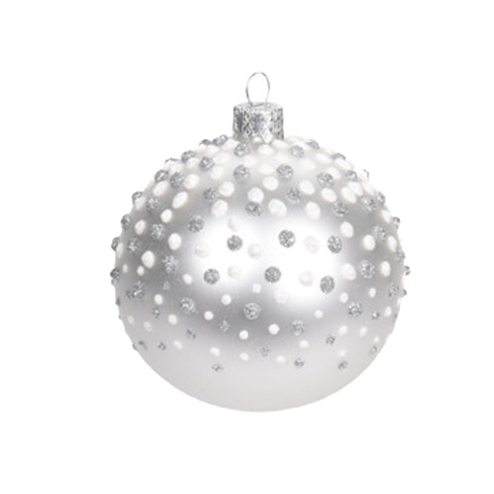 Palline per albero di Natale in vetro decorate fasciate color Bianco e Rosso - 4