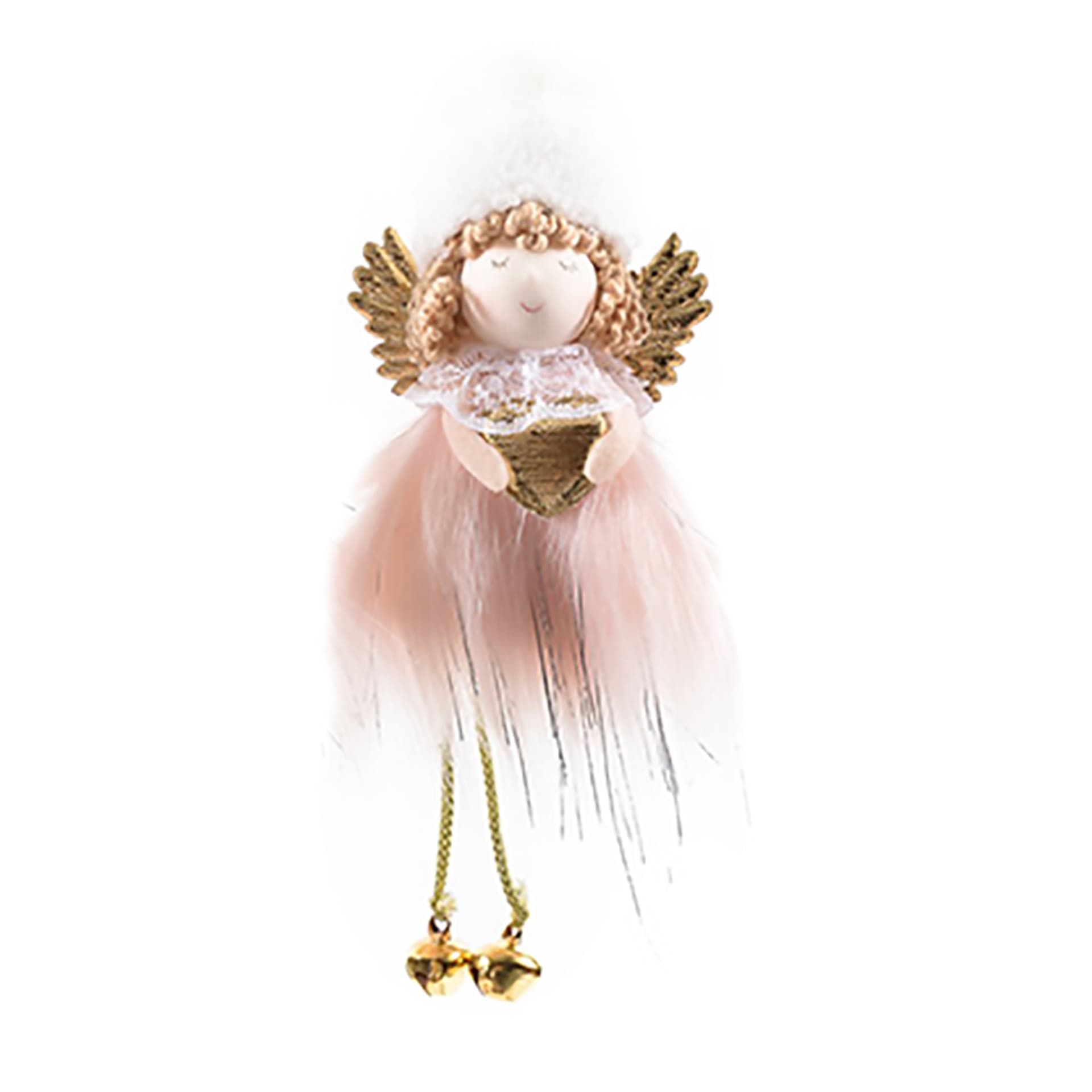 Pendente per albero di Natale Fatine con vestiti rosa e ali da 16 cm - 4