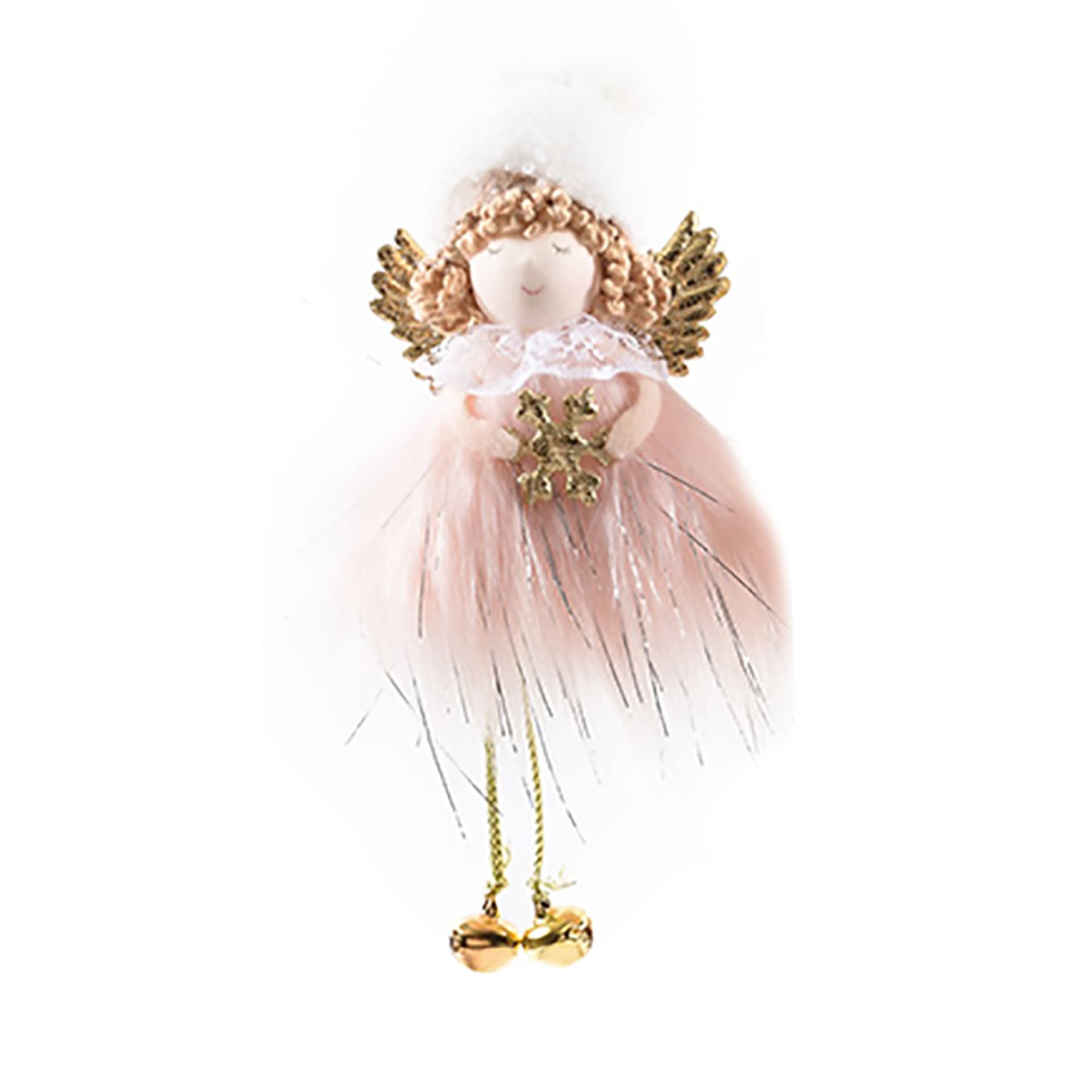 Pendente per albero di Natale Fatine con vestiti rosa e ali da 16 cm - 5