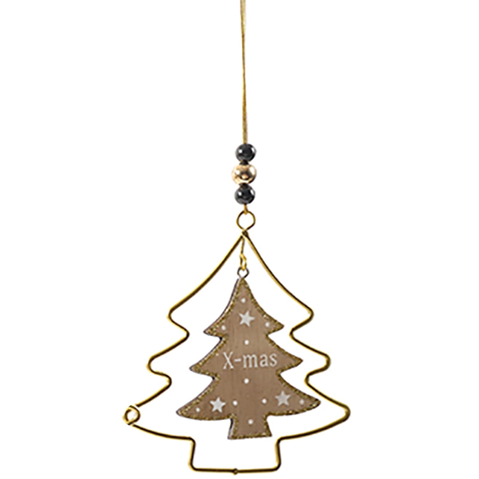 Pendente per albero di Natale laccato in metallo e legno da 11 cm - 2