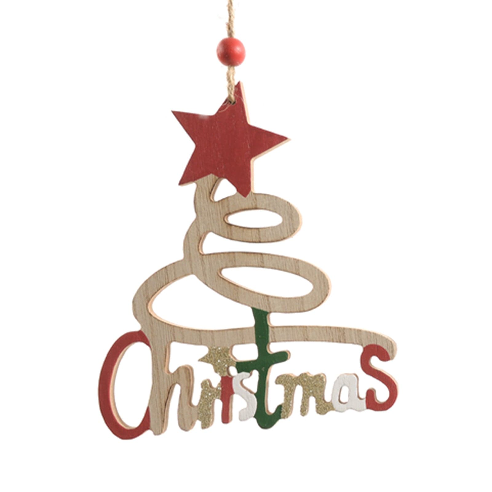 Pendente per albero di Natale "Christmas" in legno da 17 cm - 4