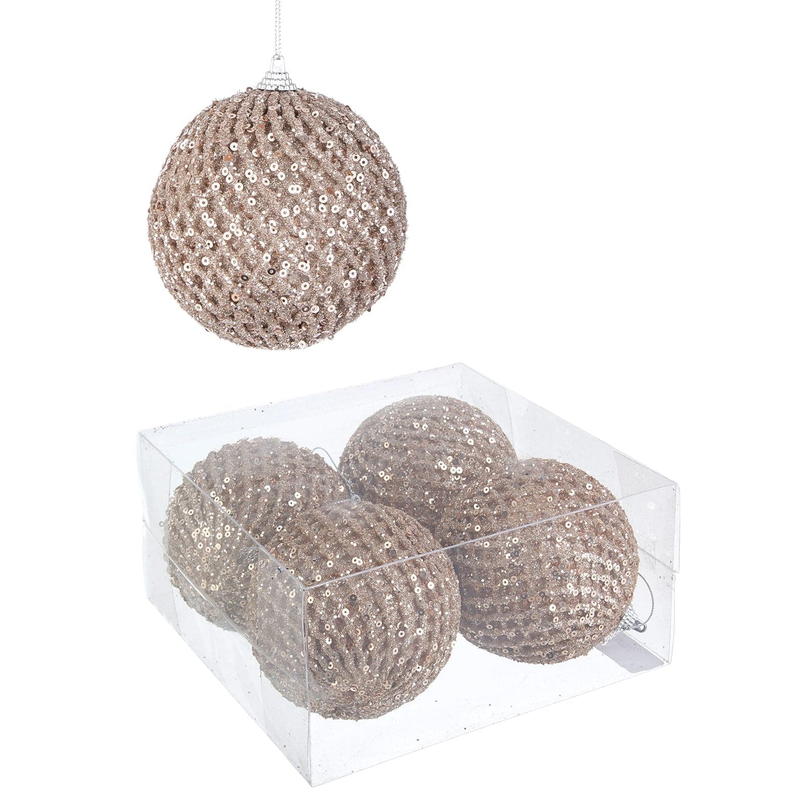 Confezione palline "Evelyn" per albero di natale in polistirolo color Champagne - 2