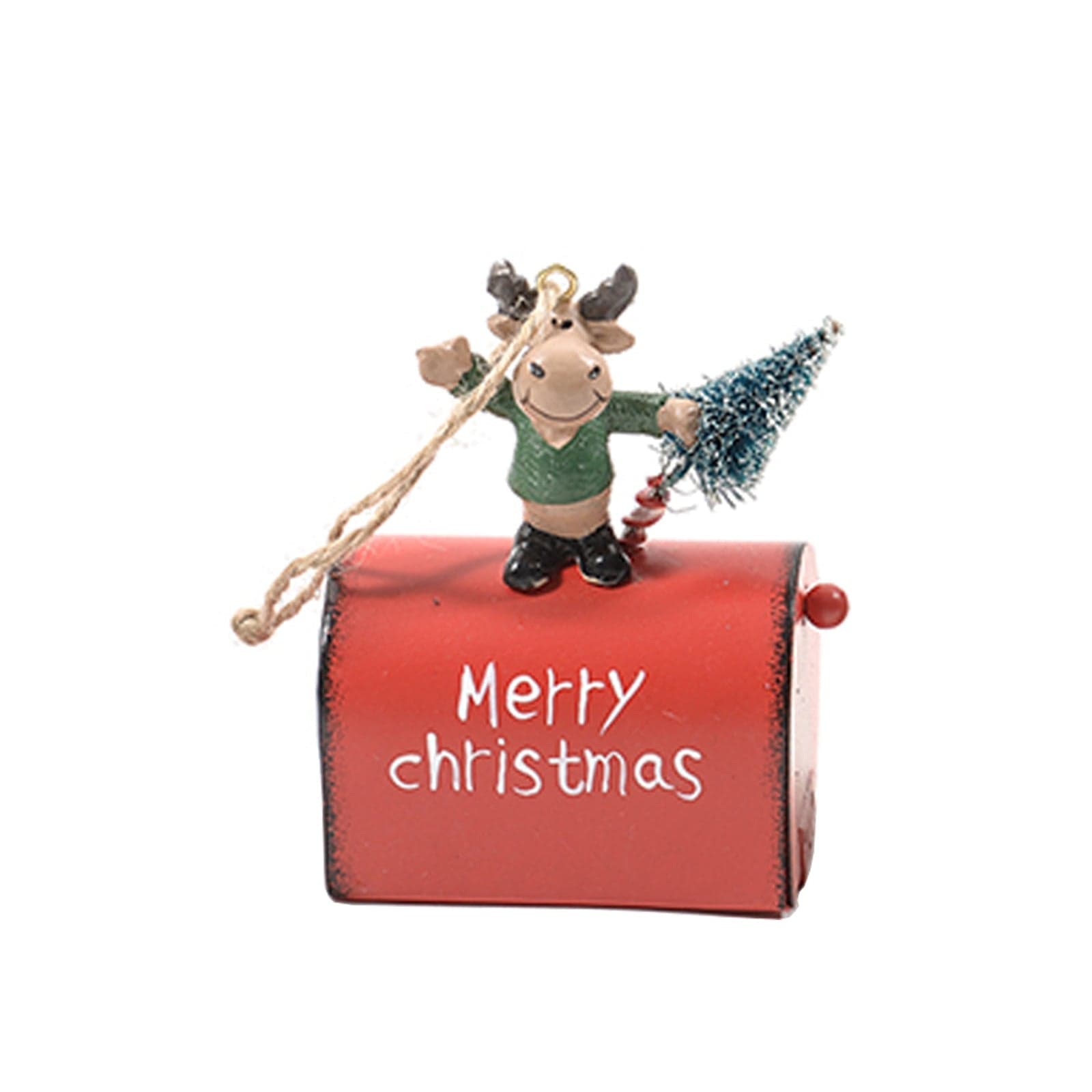 Pendente per albero di Natale Personaggi natalizi su cassetta postale da 9 cm - 1