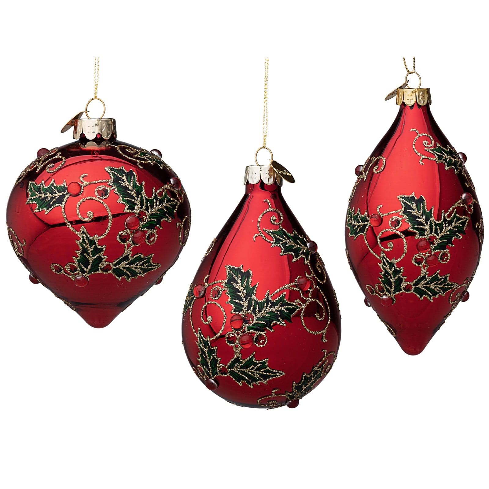 Pendagli per albero di Natale in vetro decorato color Zaida Rosso