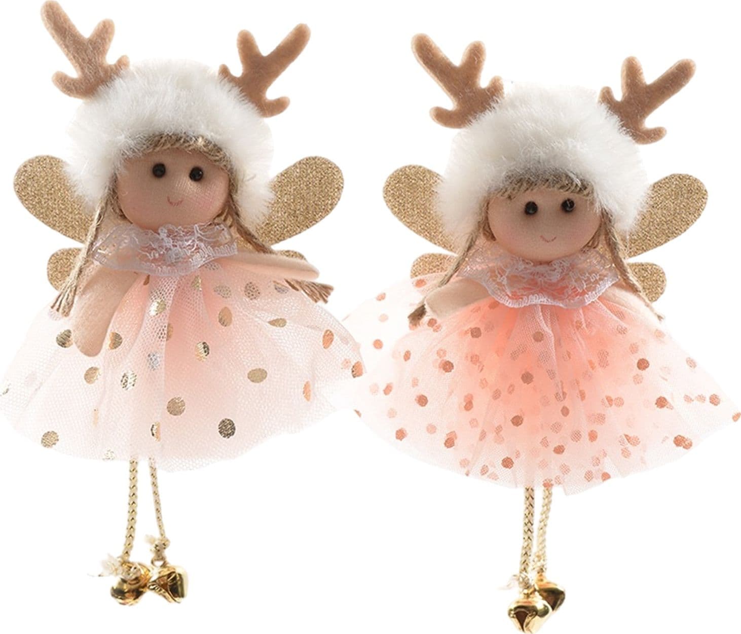 Pendente per albero di Natale Fatine con vestiti rosa e ali da 15 cm - 3