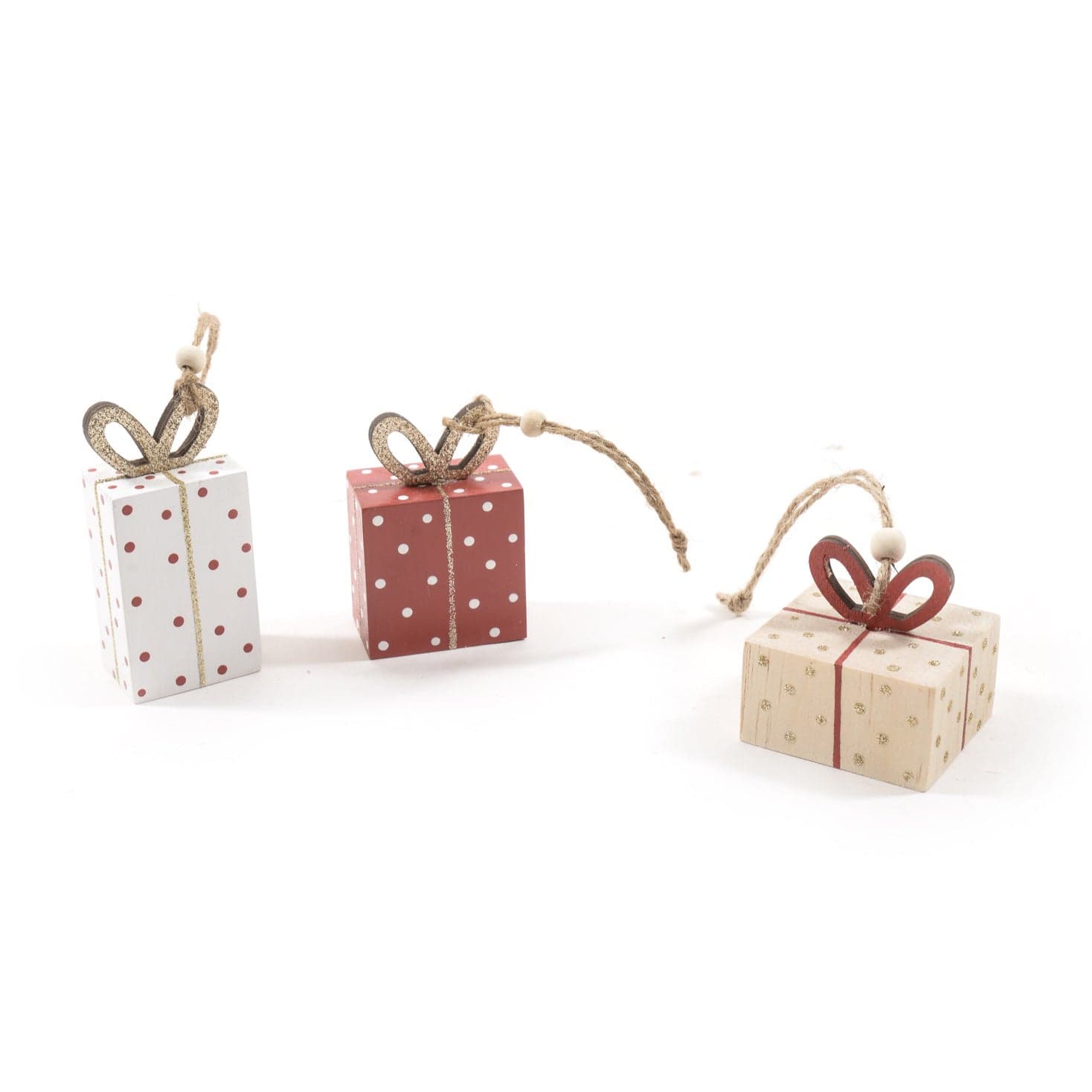 Pendente per albero di Natale in legno Pacchetto regalo decorativo da 9 cm - 2