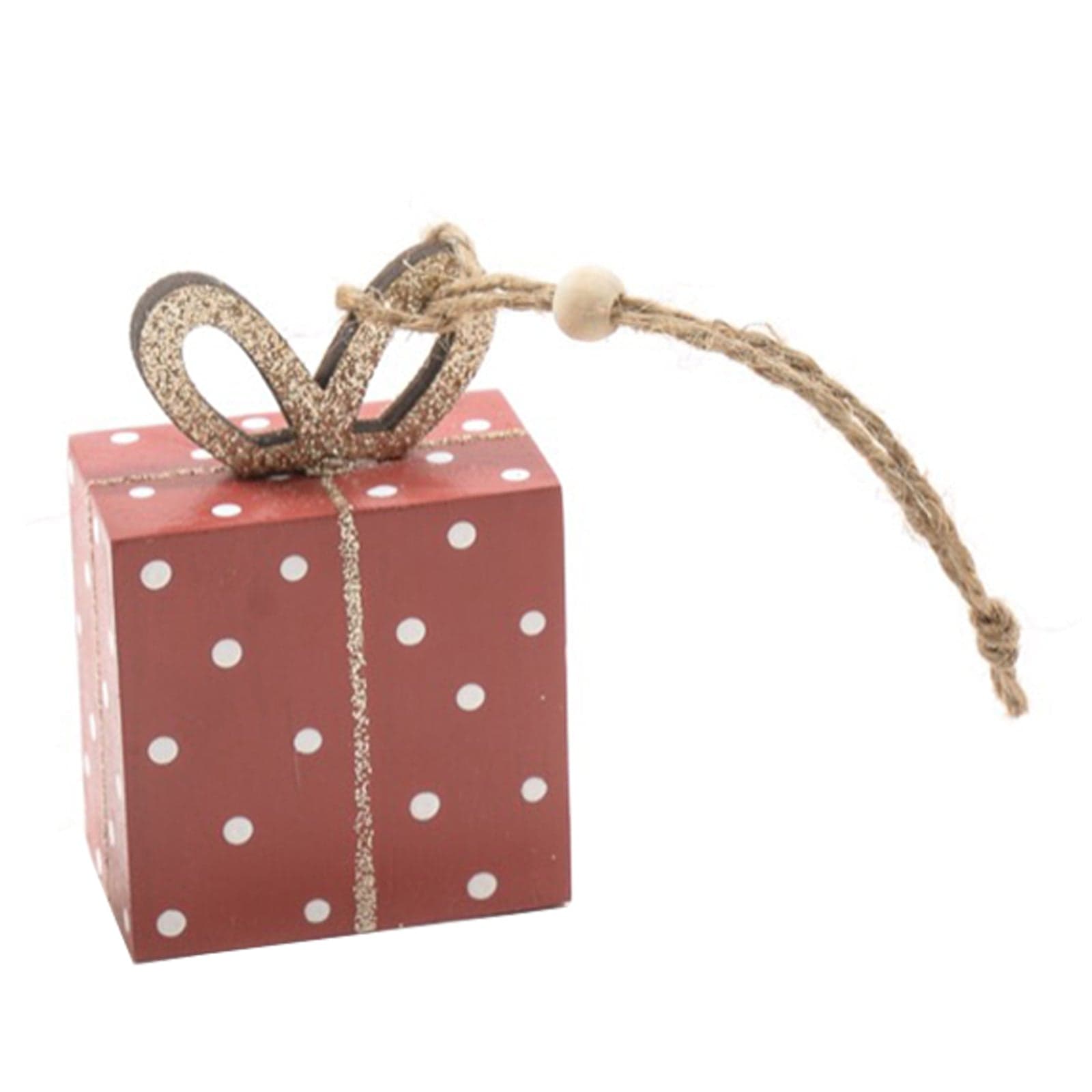 Pendente per albero di Natale in legno Pacchetto regalo decorativo da 9 cm - 3