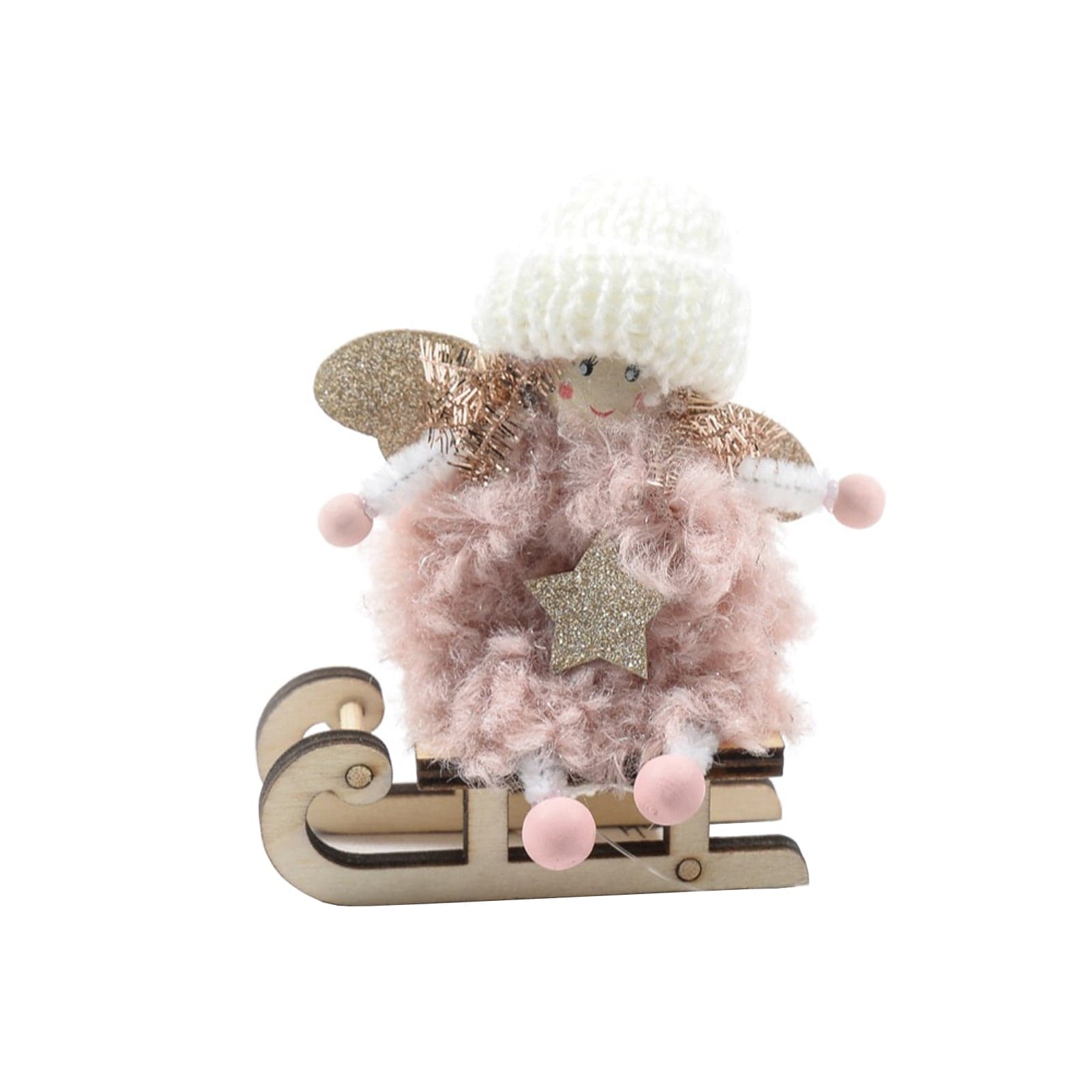 Pendente per albero di Natale Angioletto PinkyBoo su slittino da 10 cm - 2