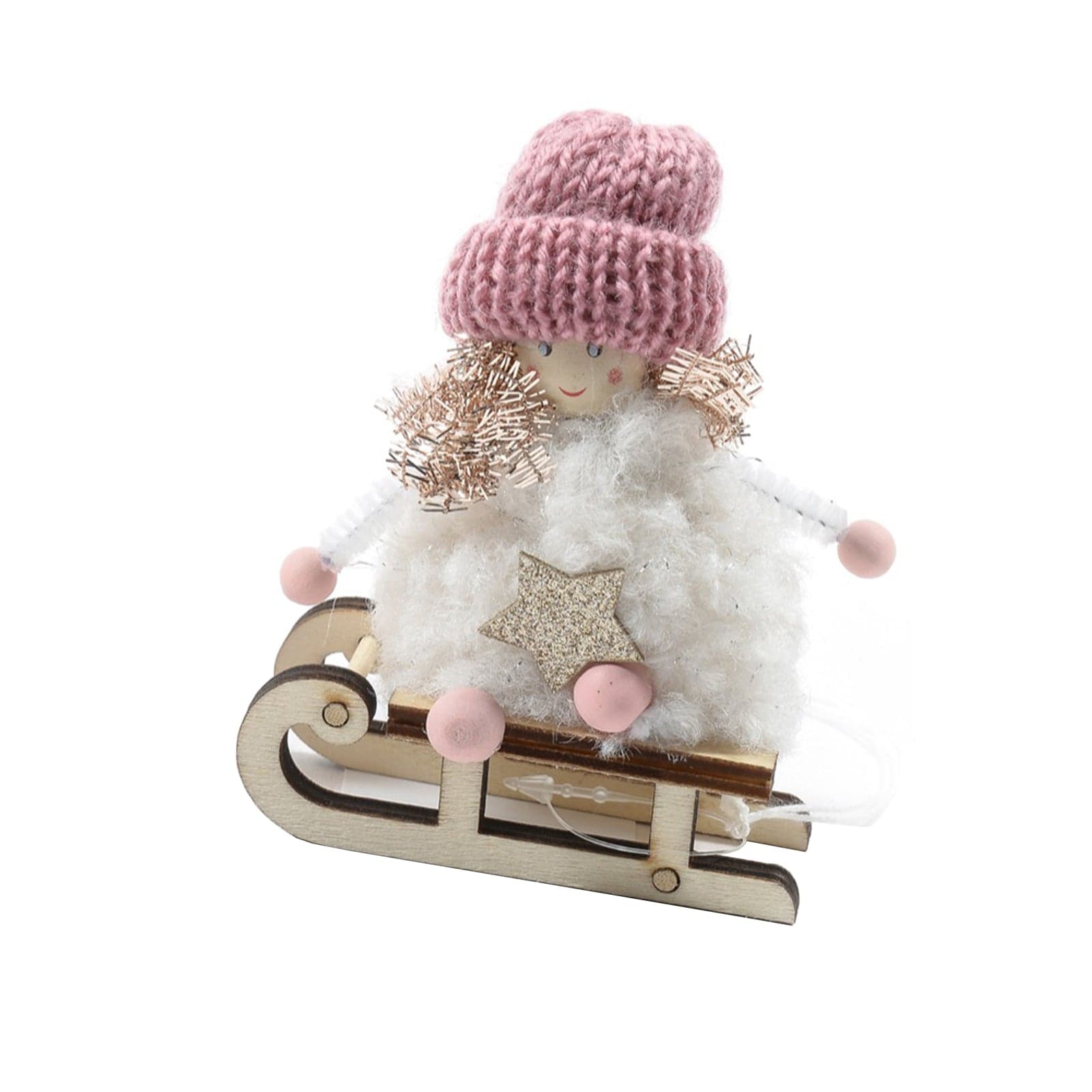 Pendente per albero di Natale Angioletto PinkyBoo su slittino da 10 cm - 3