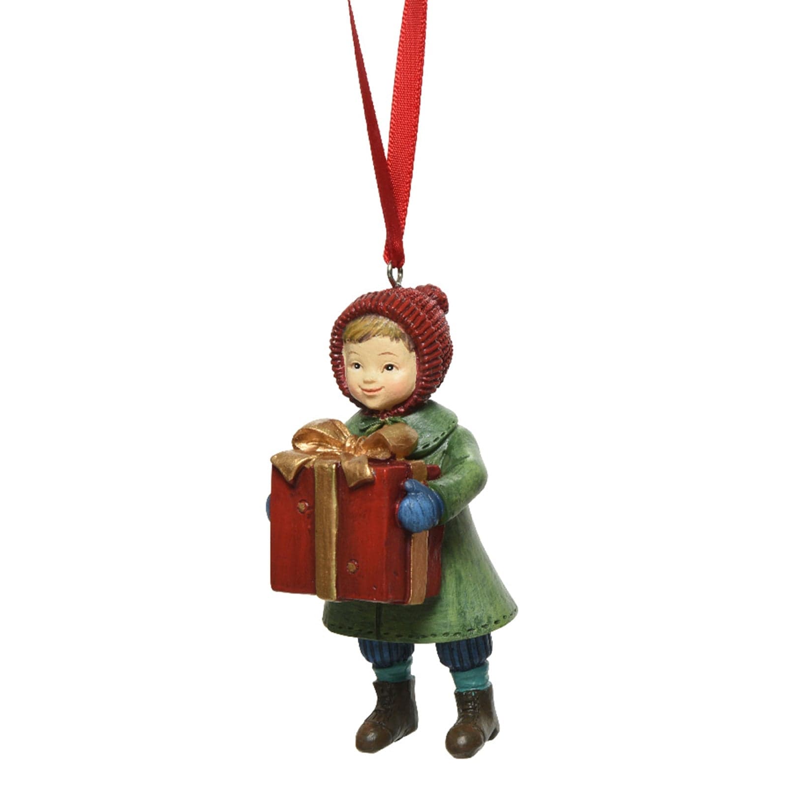Pendente per albero di Natale in plastica Bambine con regali e cappellino da 9,8 cm - 2