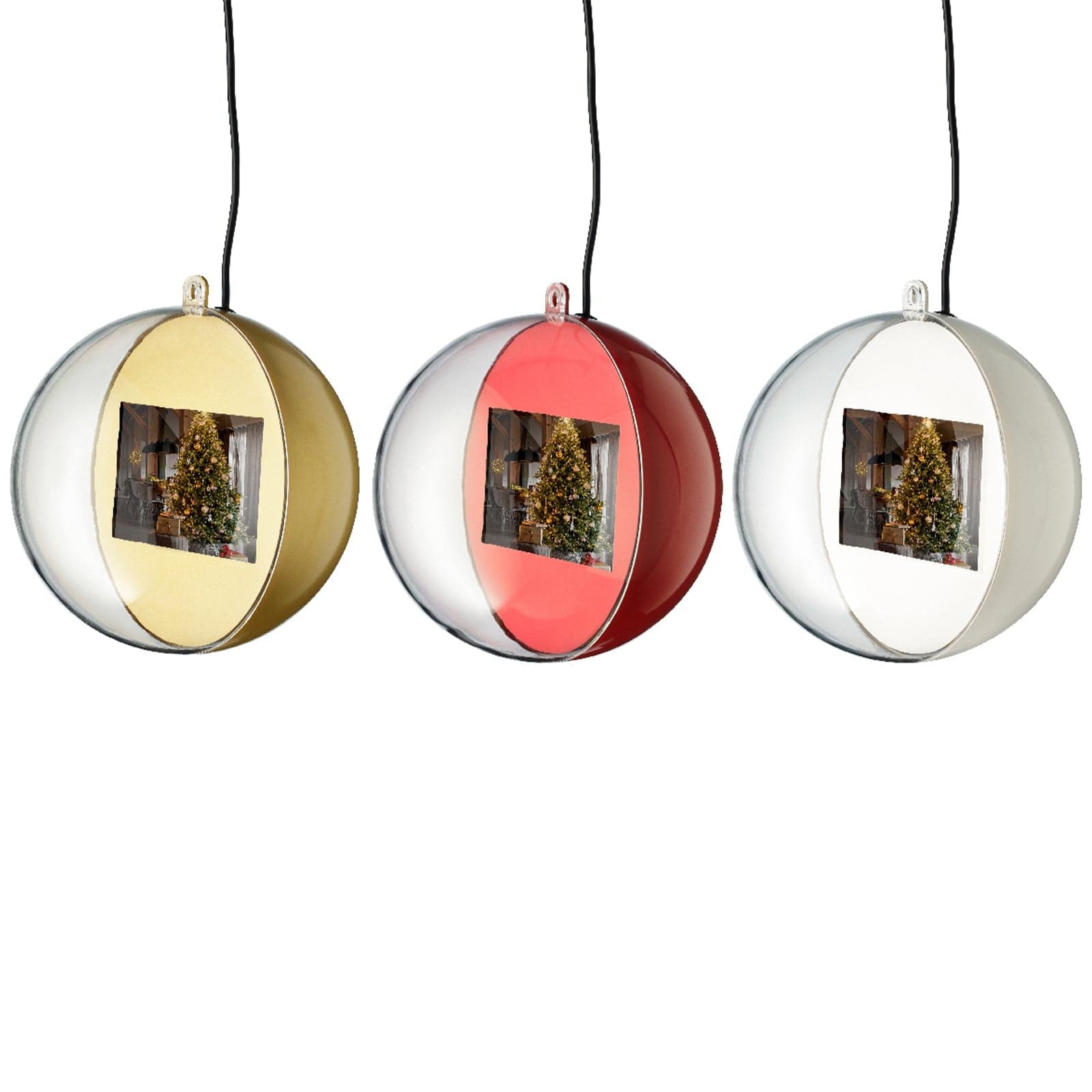 Pallina per albero di Natale con schermo video e LED luminosi da 15 cm - 1