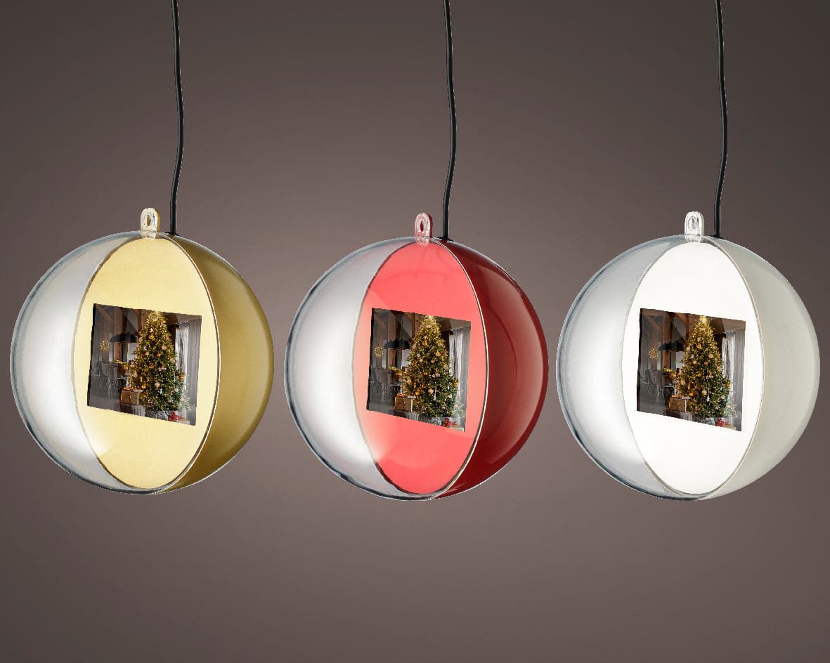 Pallina per albero di Natale con schermo video e LED luminosi da 15 cm - 5