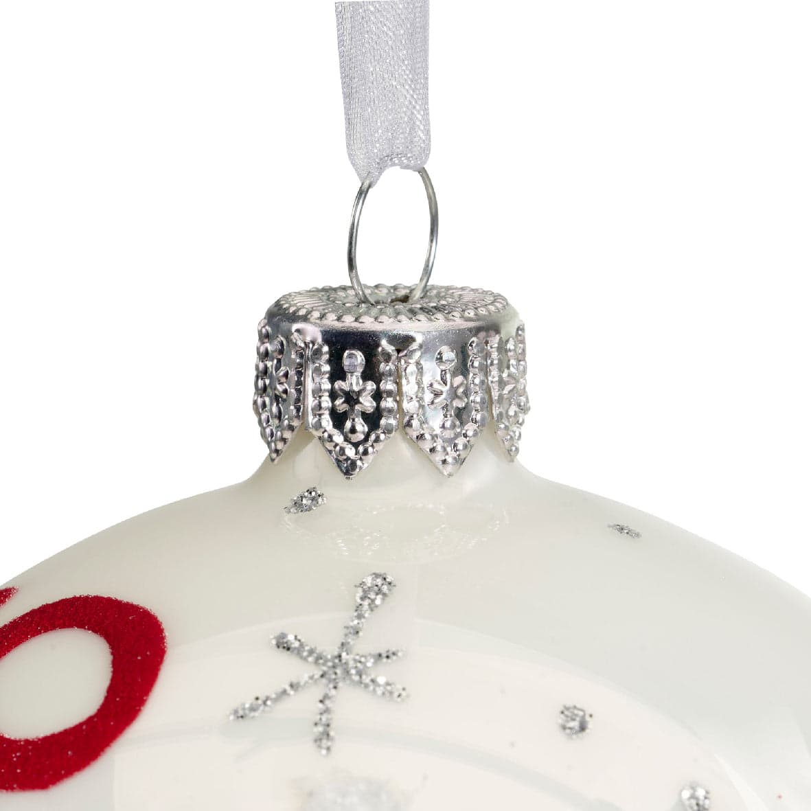 Palline per albero di Natale in vetro decorate con Scritta "Ho Ho Ho" da 8 cm, confezione 6 pezzi - 3