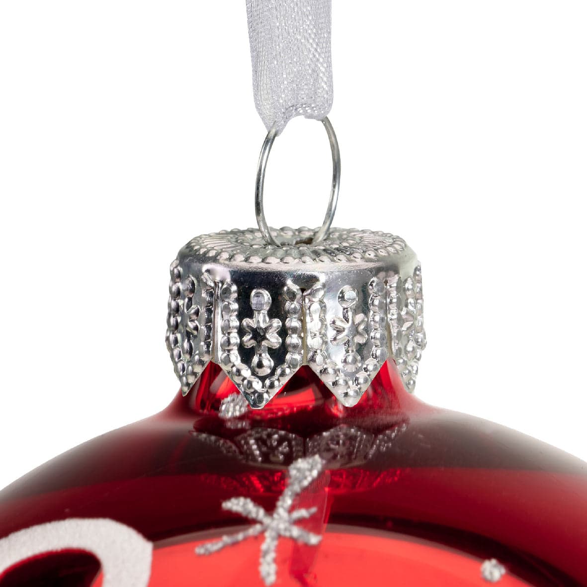Palline per albero di Natale in vetro decorate con Scritta "Ho Ho Ho" da 8 cm, confezione 6 pezzi - 6