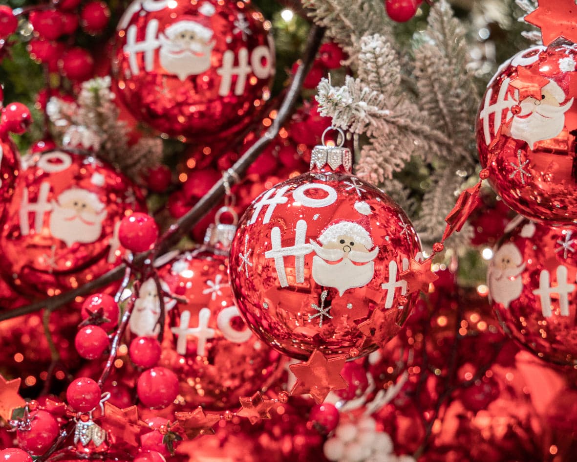 Palline per albero di Natale in vetro decorate con Scritta "Ho Ho Ho" da 8 cm, confezione 6 pezzi - 8