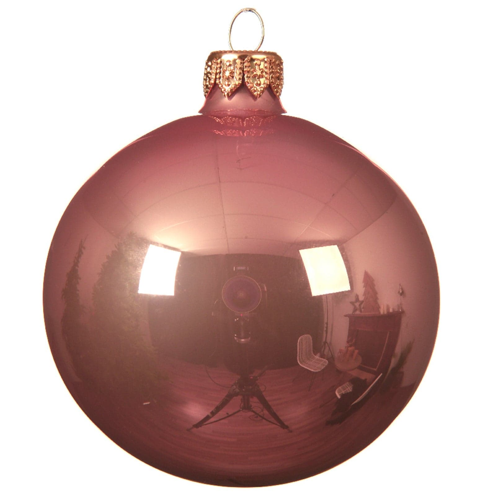 Palline per albero di Natale in vetro decorate color Rosa Velluto Smalto - 2