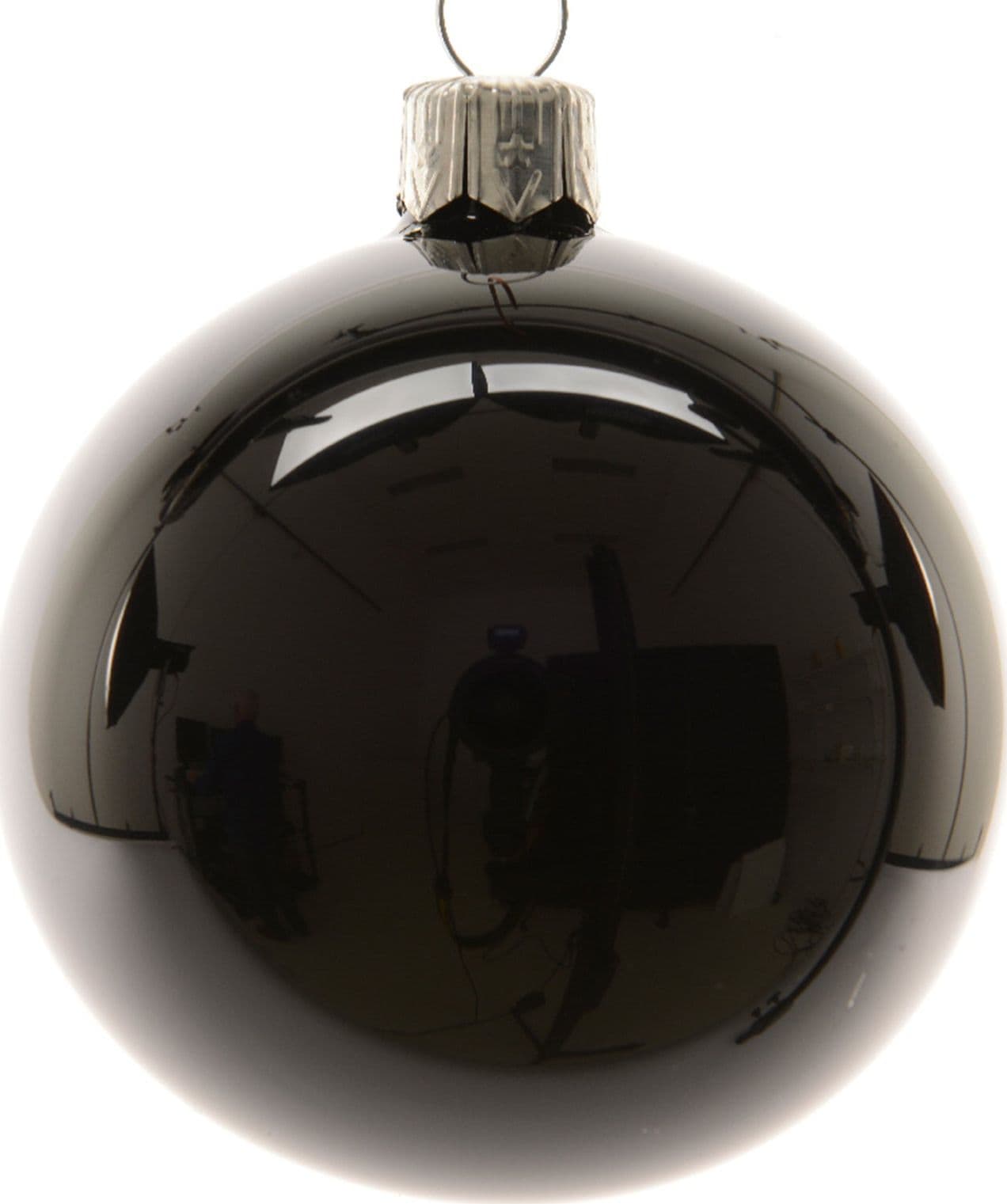Palline per albero di Natale in vetro decorate color Nero Lucido - 2