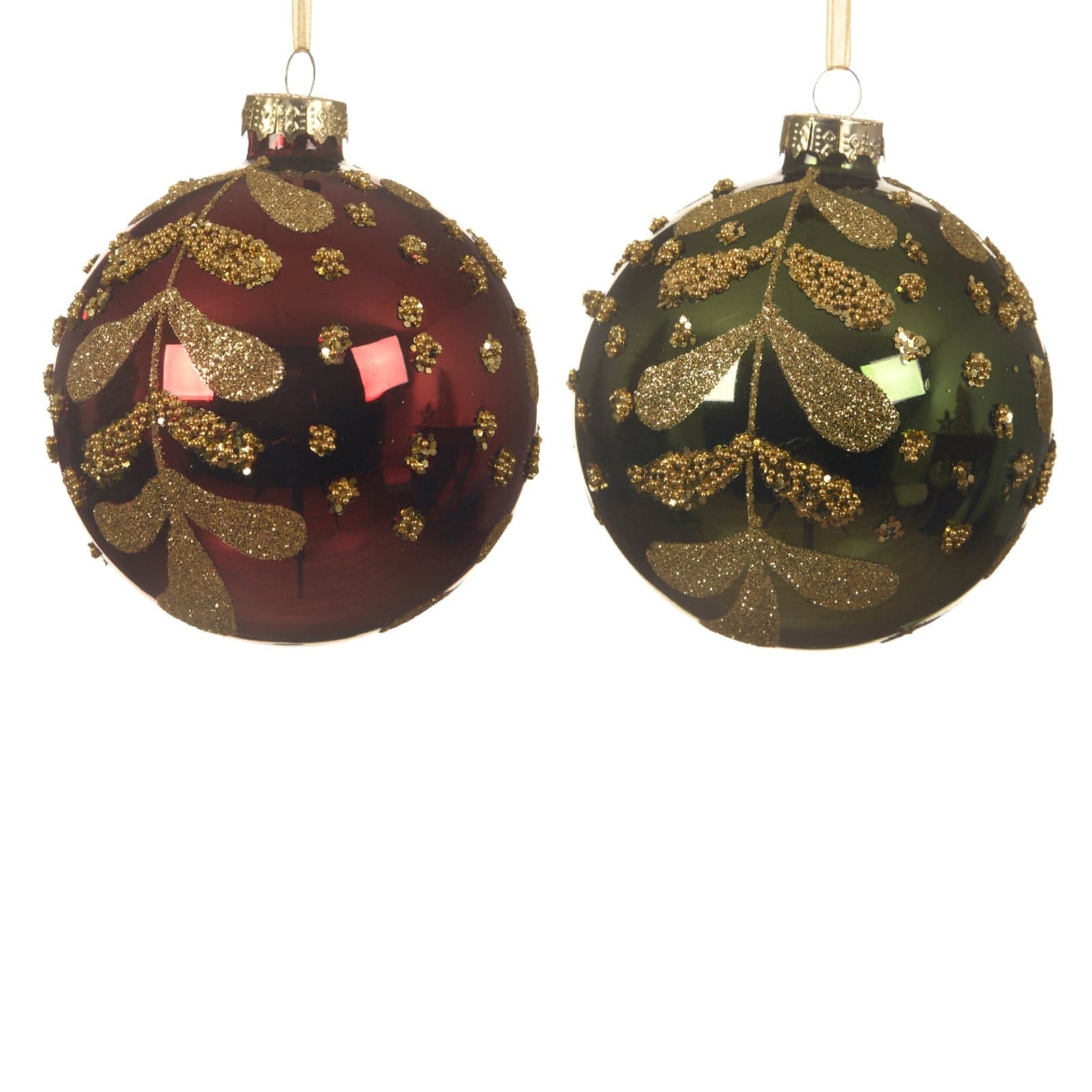 Palline per albero di Natale in vetro decorate da 8 cm, confezione da 3 pezzi - 1