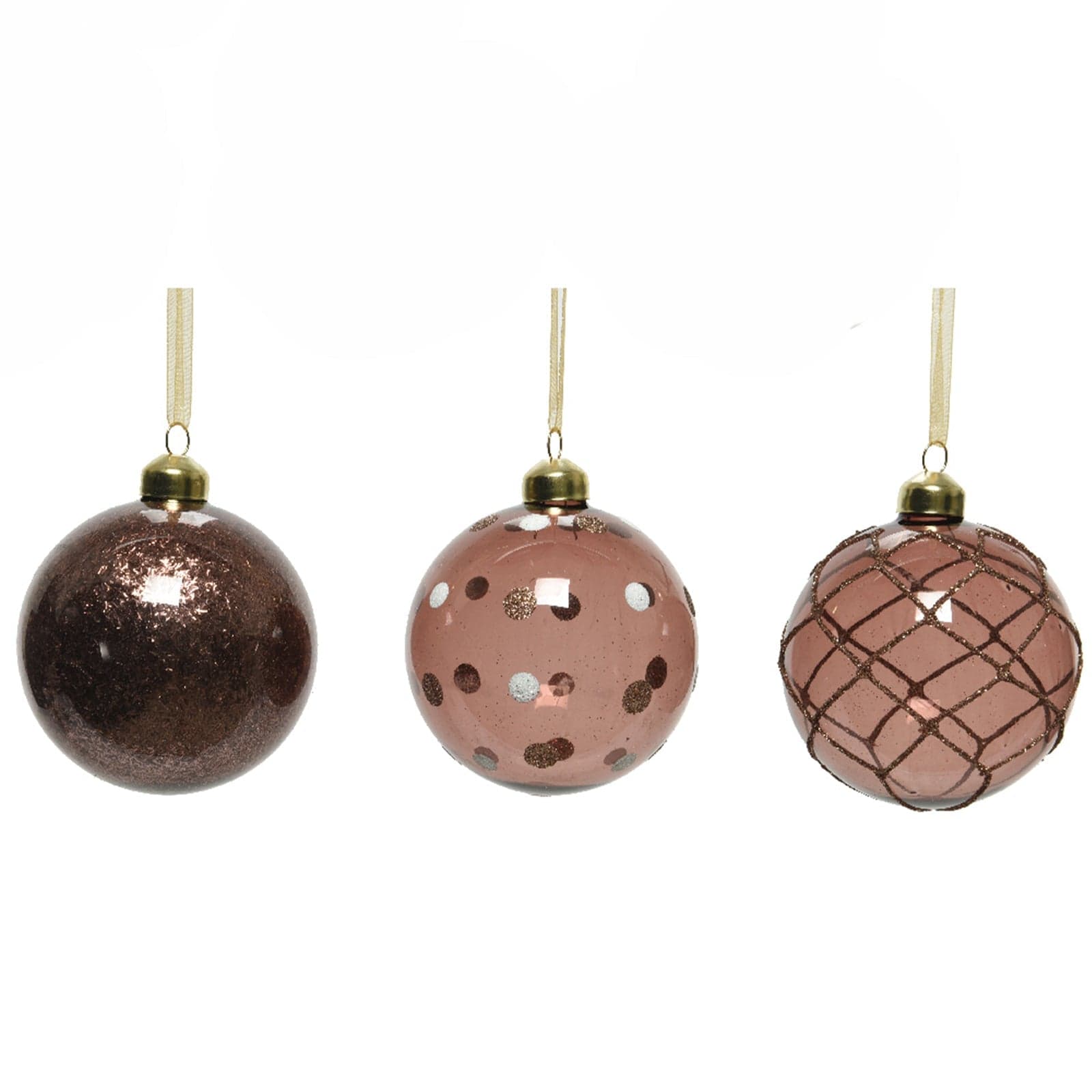 Palline per albero di Natale in vetro decorate da 8 cm, confezione da 3 pezzi - 2