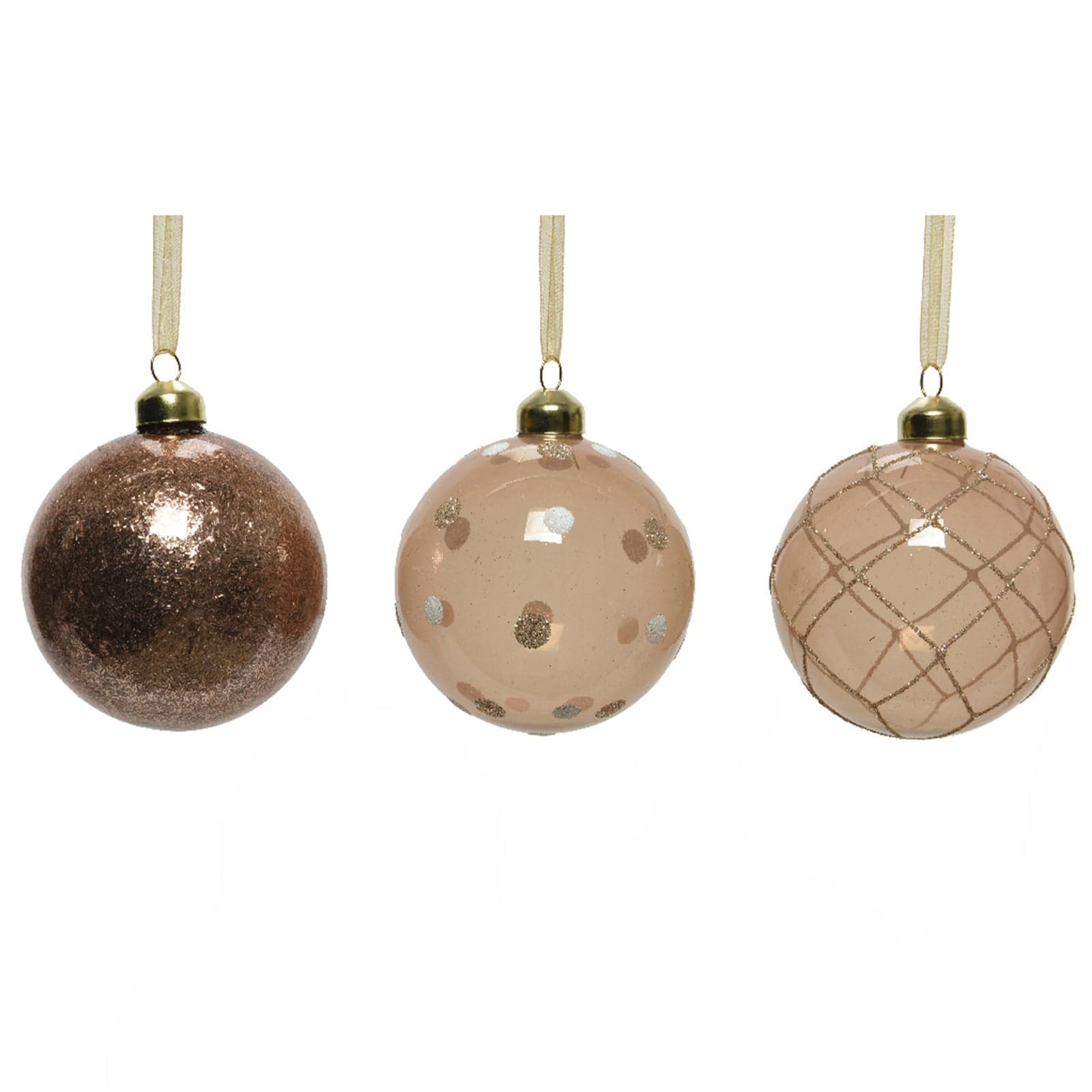 Palline per albero di Natale in vetro decorate da 8 cm, confezione da 3 pezzi - 4