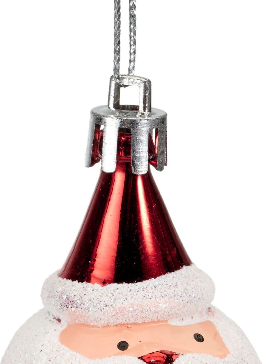Palline per albero di Natale Babbo in plastica color Rosso Chiaro da 8,5 cm - 7