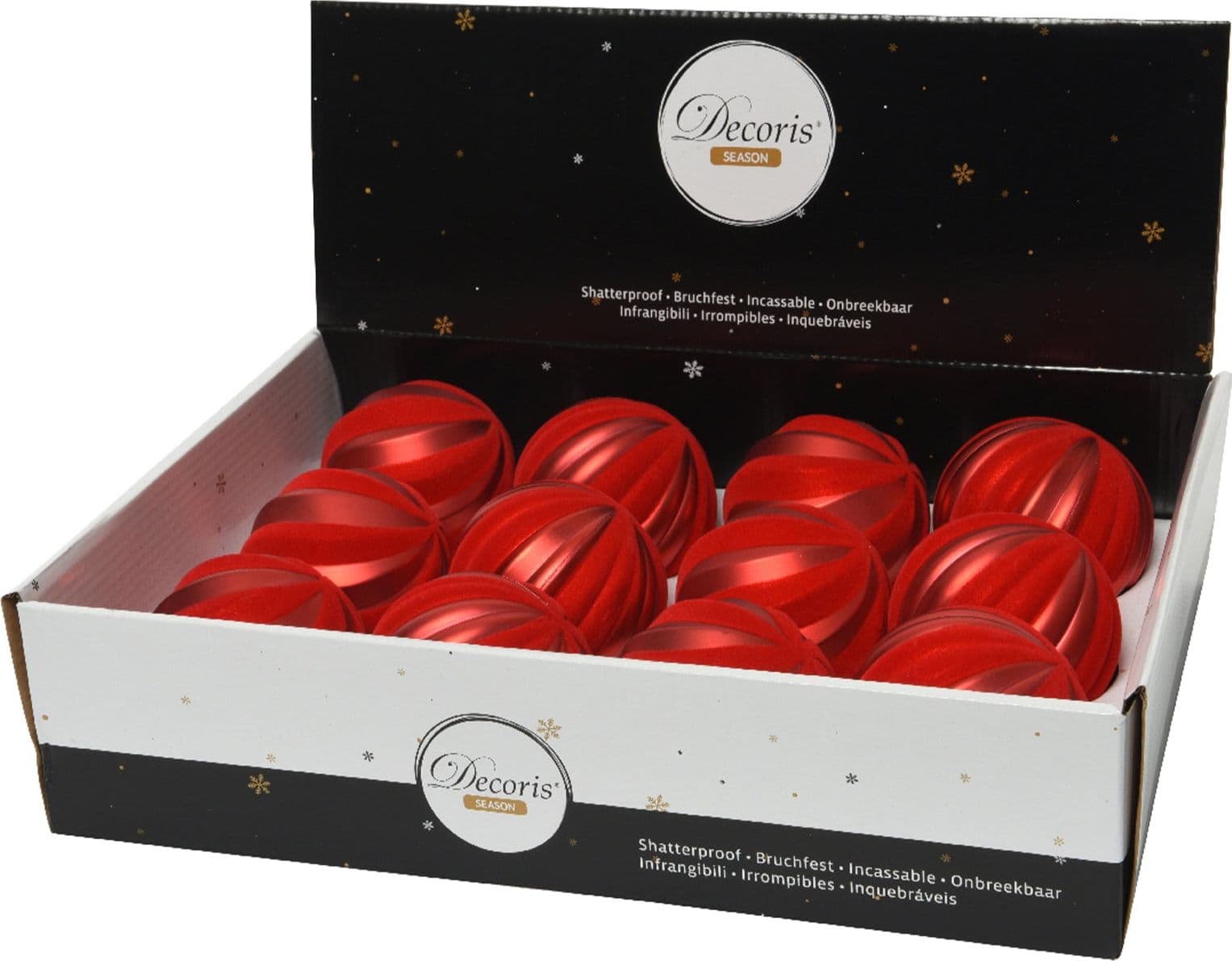 Palline per albero di natale in plastica infrangibile color Rosso Chiaro da 8 cm, confezione da 12 pezzi - 2