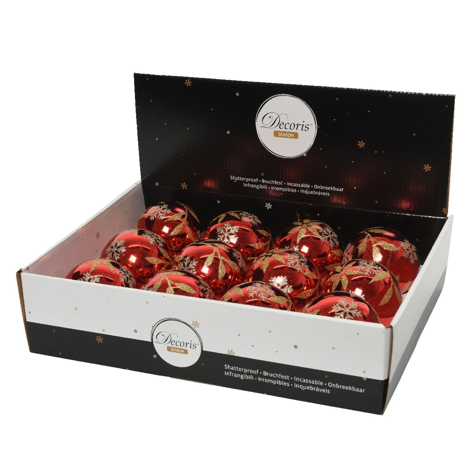 Palline per albero di natale in plastica infrangibile color Rosso Chiaro da 8 cm, confezione da 12 pezzi - 2