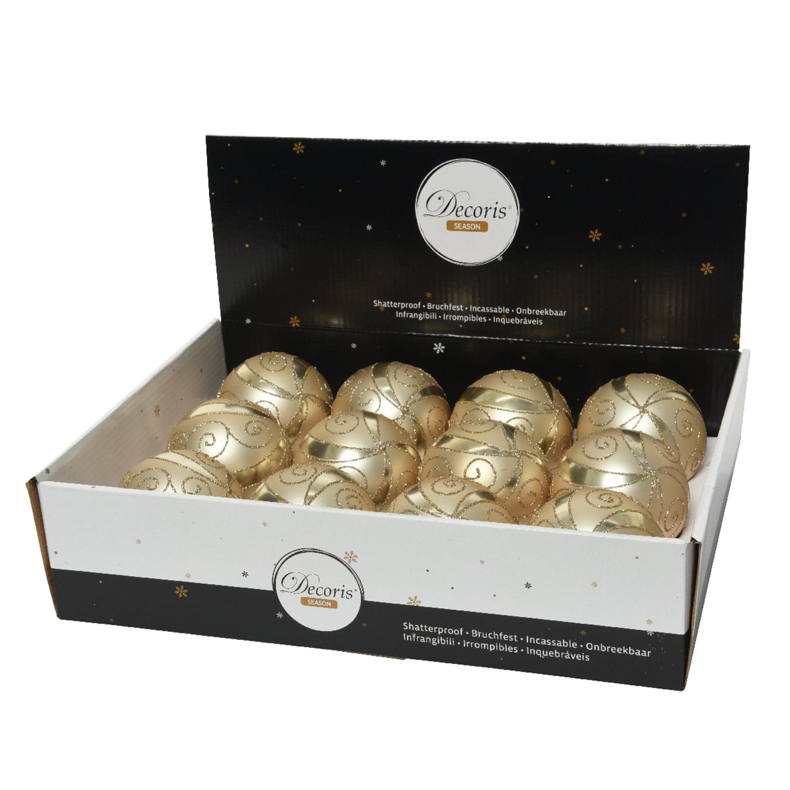 Palline per albero di natale in plastica infrangibile color Oro da 8 cm, confezione da 12 pezzi - 2