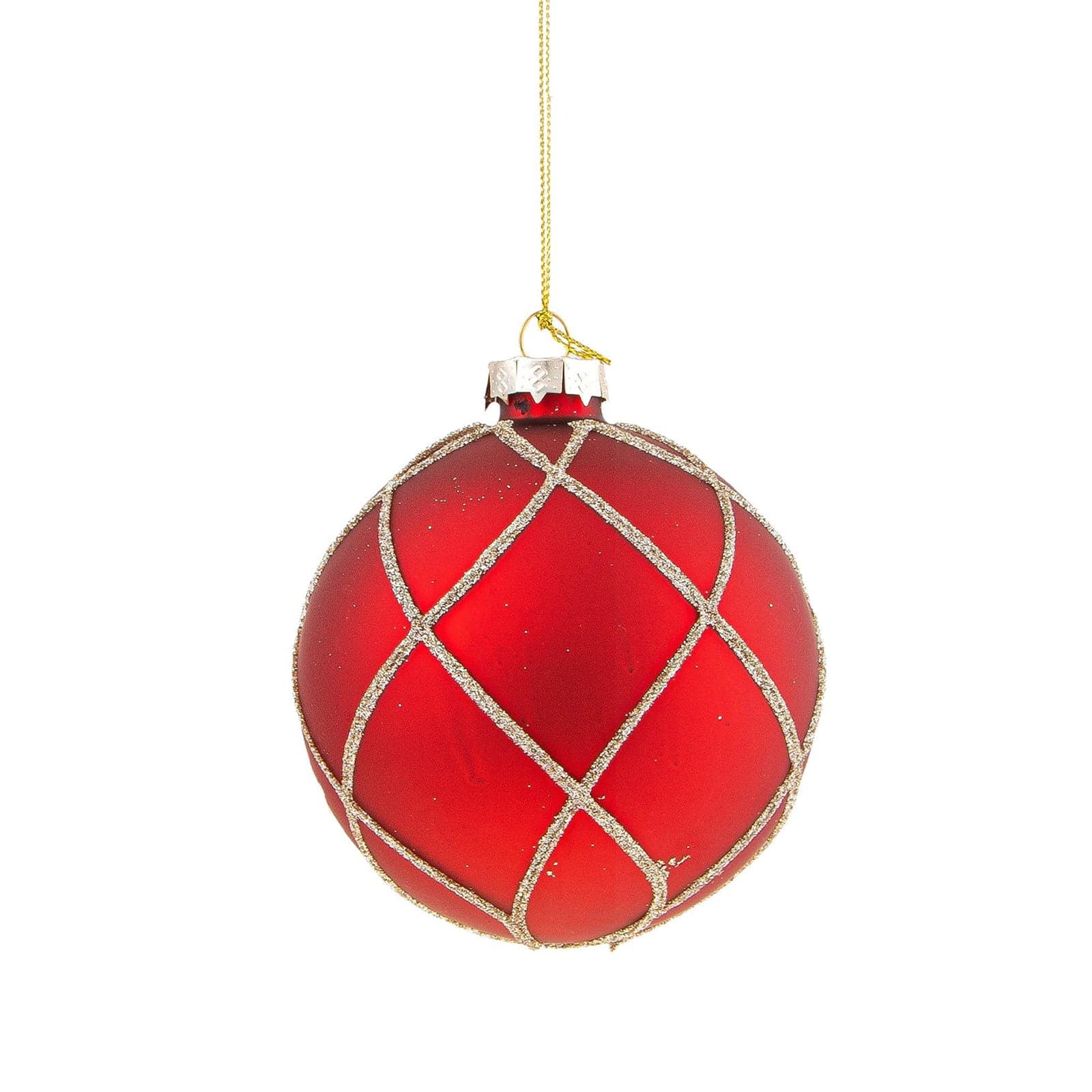 Pallina per albero di Natale in vetro con intreccio color Rosso da 10 cm - 2