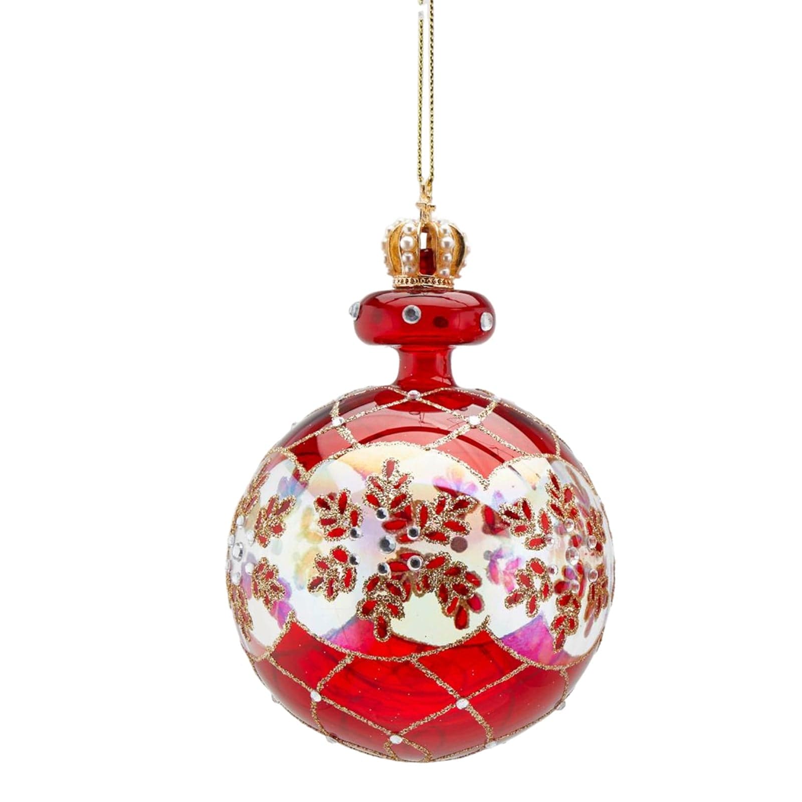 Pallina per albero di Natale in vetro decorata pendaglio decorativo rosso da 13 cm - 2