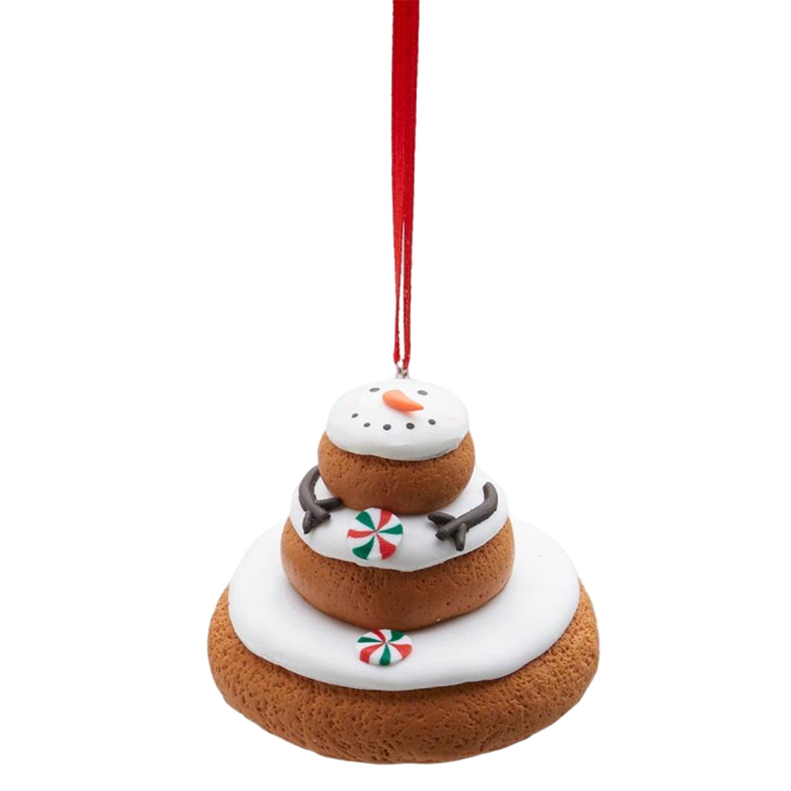 Pendaglio per albero di natale Torta con Pupazzo di Neve da 7 cm bianco e marrone - 2