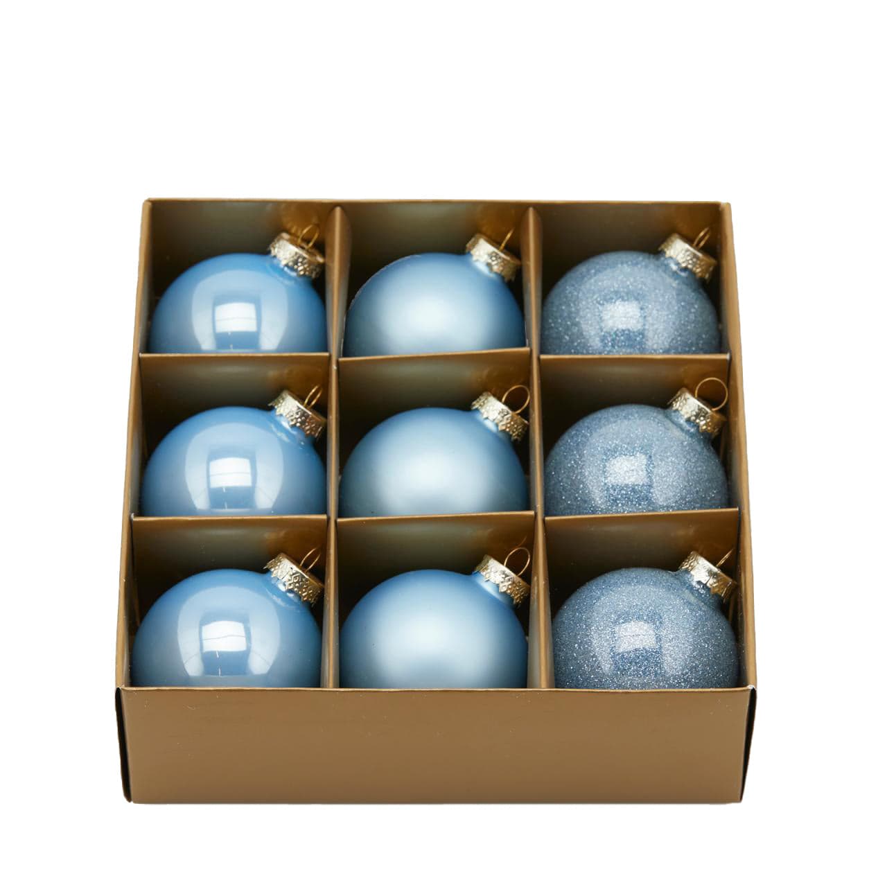 Palline per albero di natale in vetro color Blu Chiaro pendagli misti decorati - 3