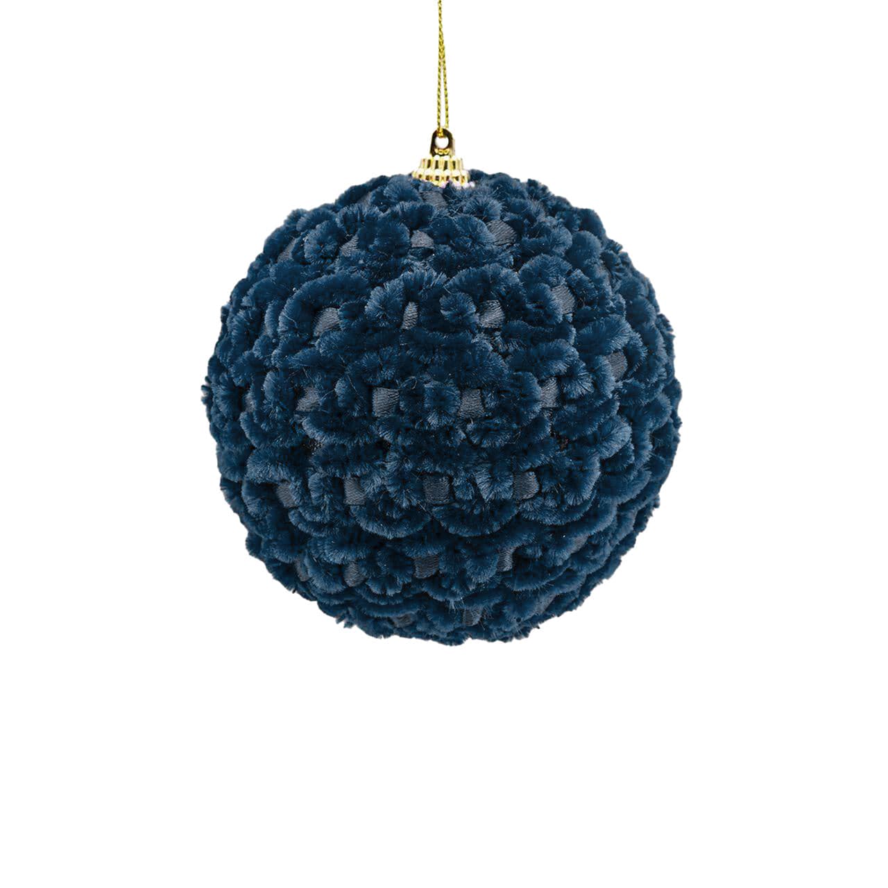 Pallina in velluto Blu per albero di natale sfera natalizia particolare - 2