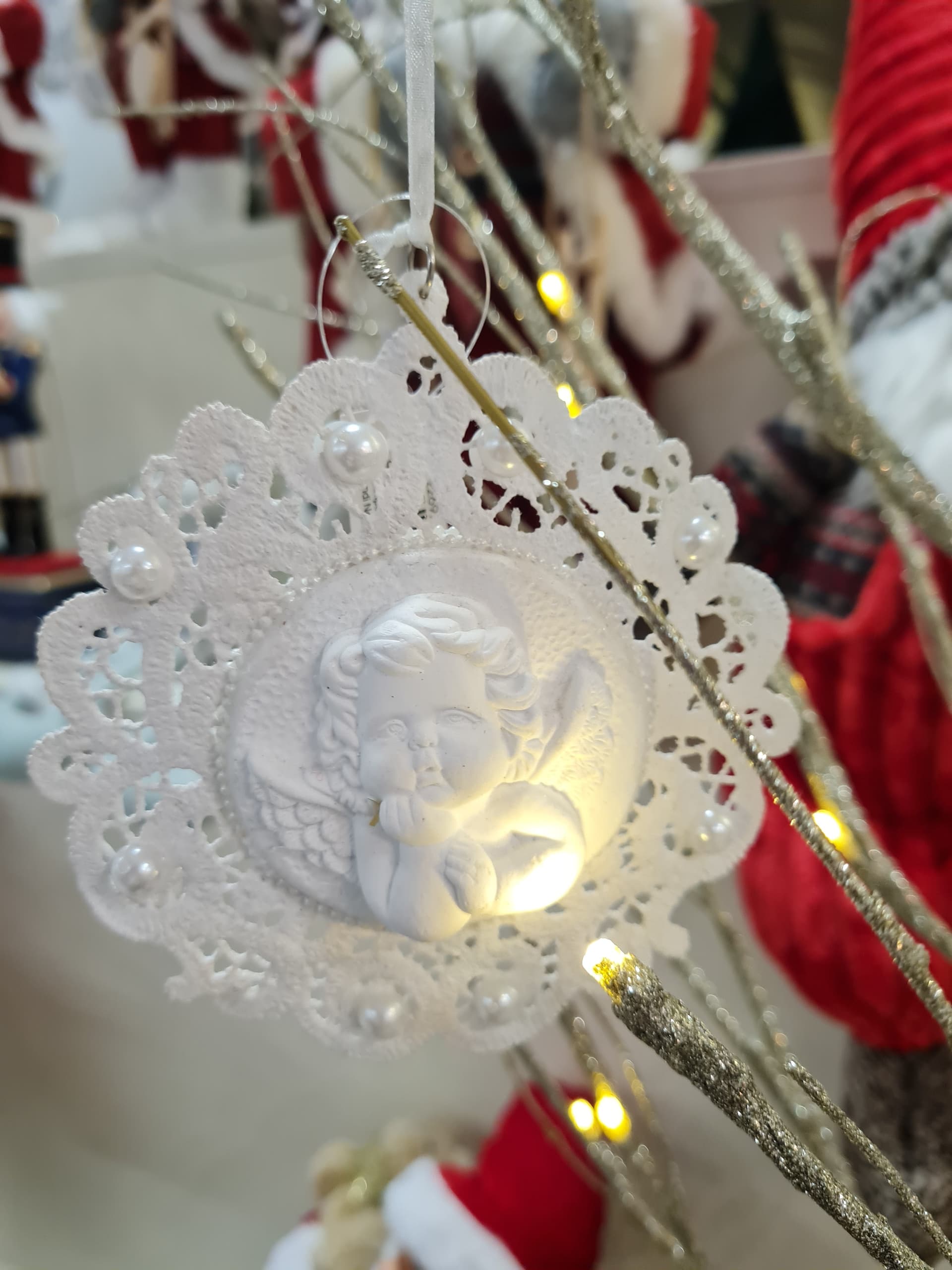 Medaglione in pizzo con angelo decorazione per interno - 2