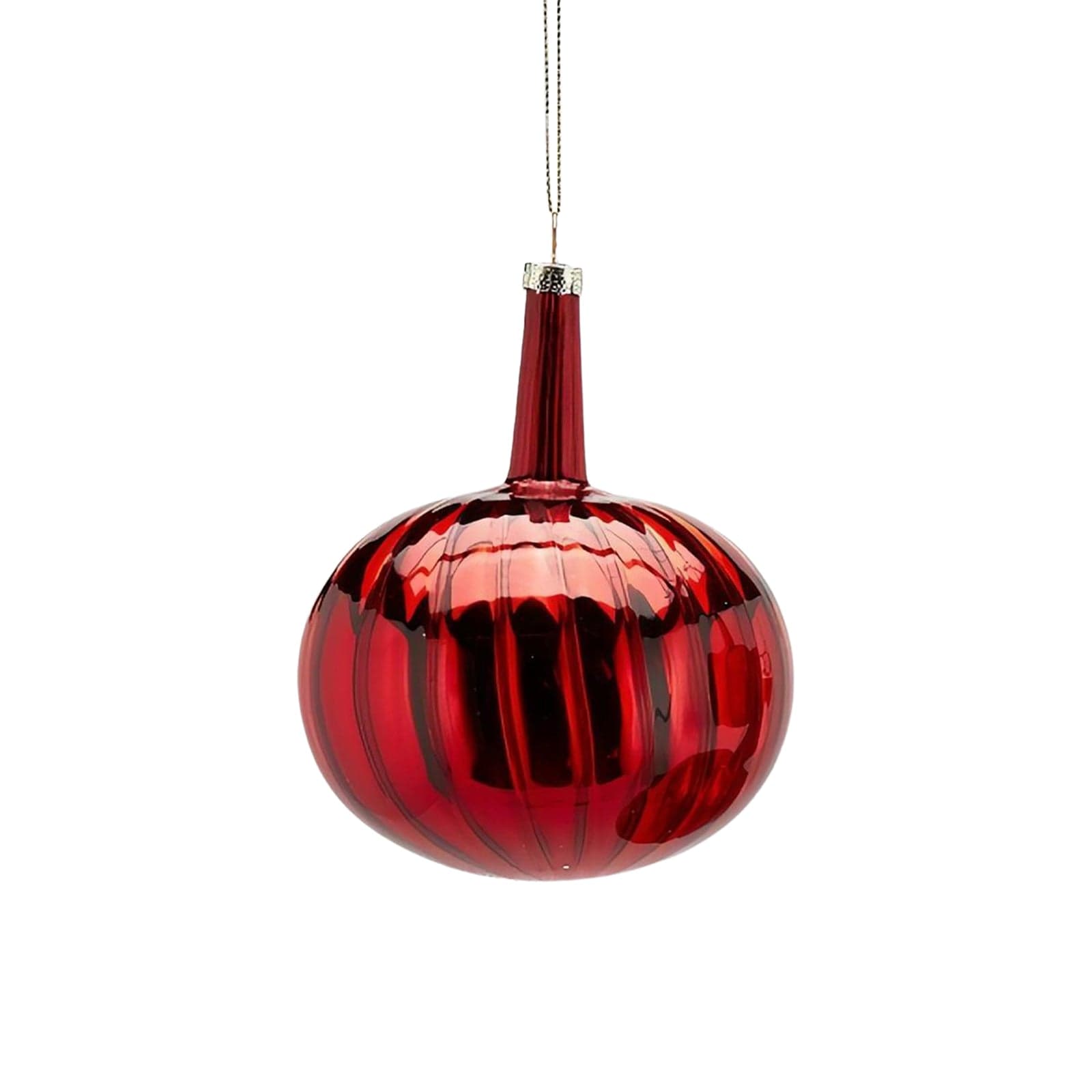 Sfera in vetro rossa "Red Neck" per albero di Natale pallina riflettente tinta unita - 2