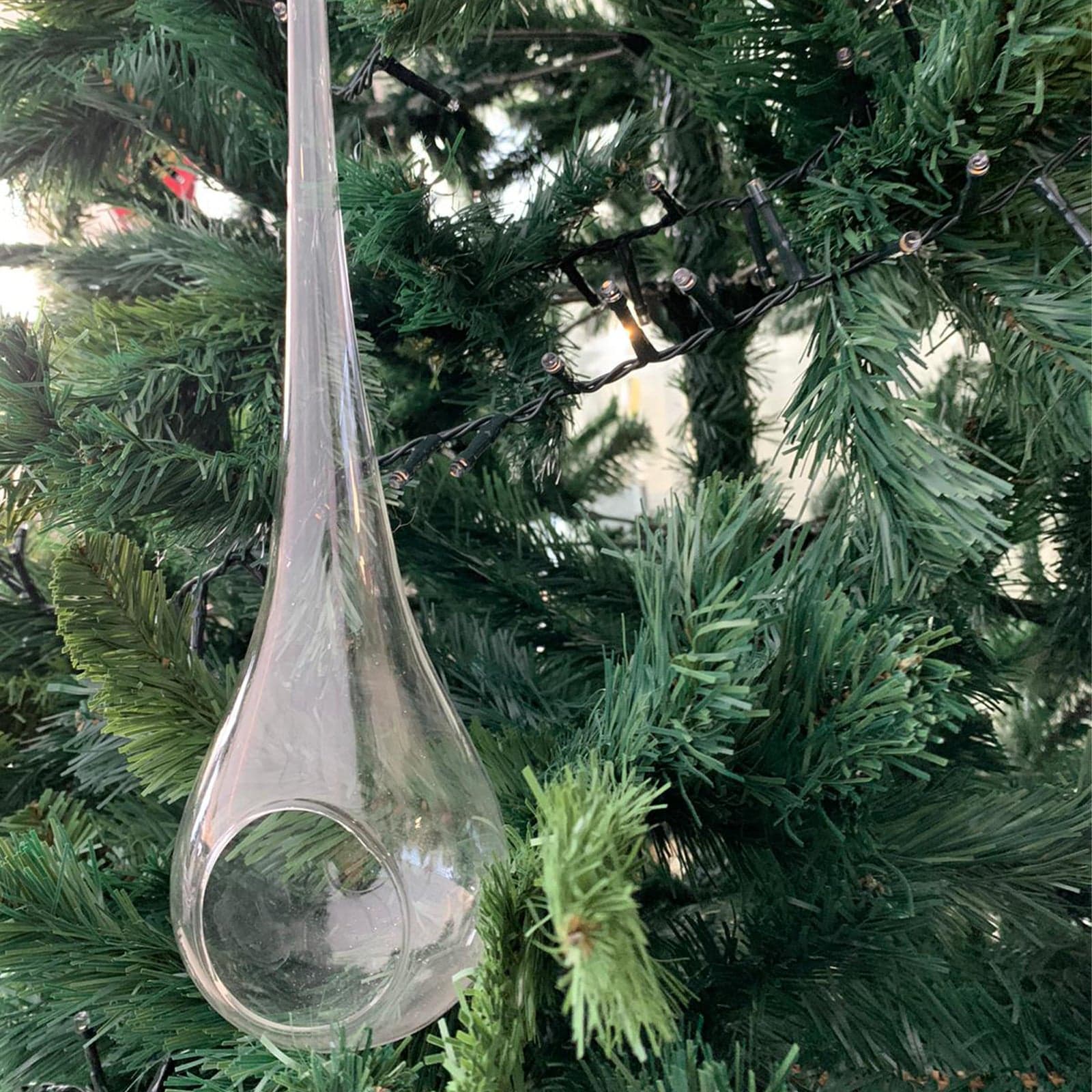Pendaglio per Albero di Natale goccia di vetro  trasparente da 30 cm - 3