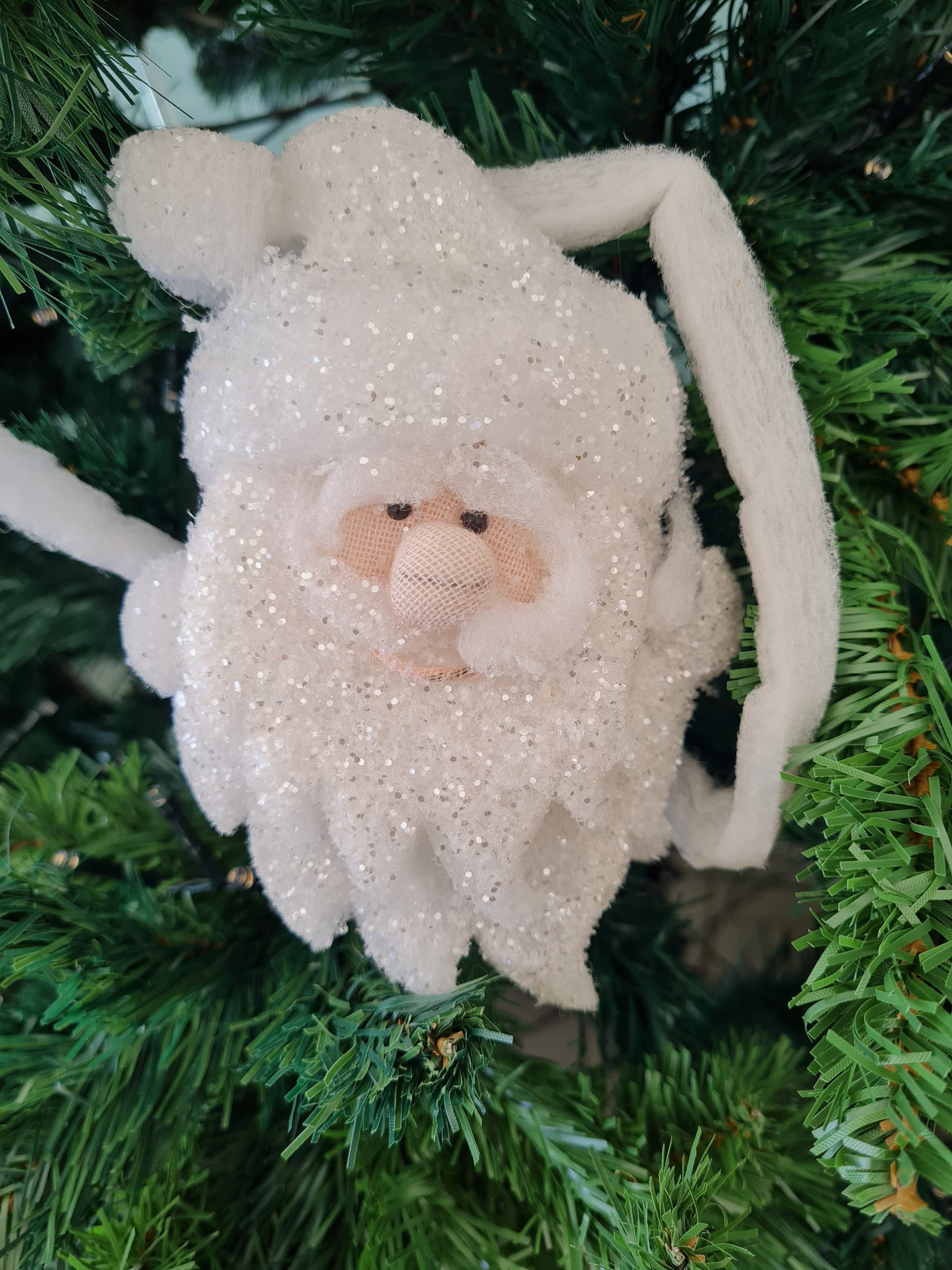 Festone natalizio Babbo Natale in tessuto Bianco h 120 cm - 2