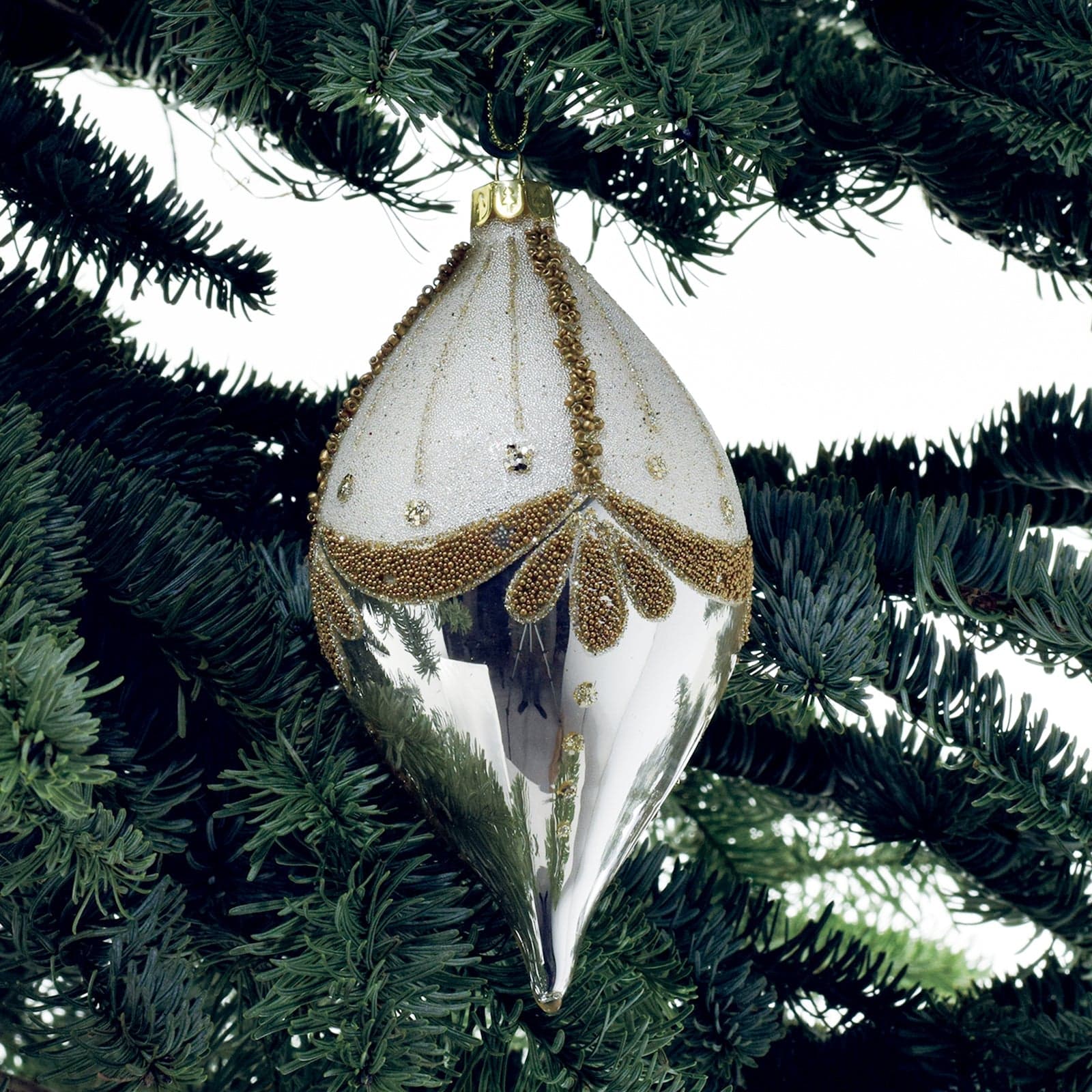 6 Palline per albero di Natale in vetro Specchiato e decorazioni Oro h 16 cm