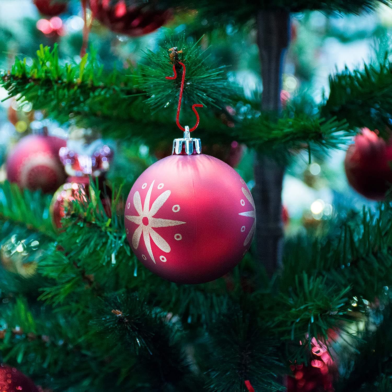 Ganci Rossi con Glitter in PVC per Palline albero di natale 40 pezzi - 2