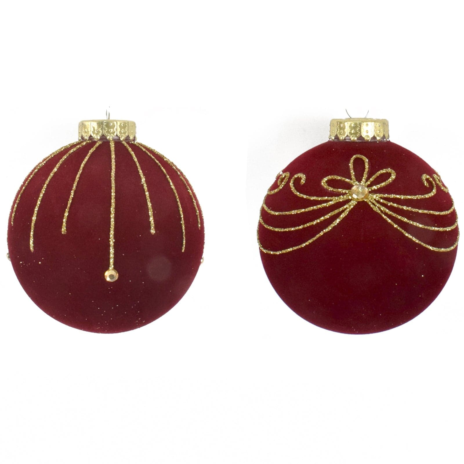 9 palline per albero di natale in velluto Bordeaux da Ø 10 cm pendaglio decorato - 2