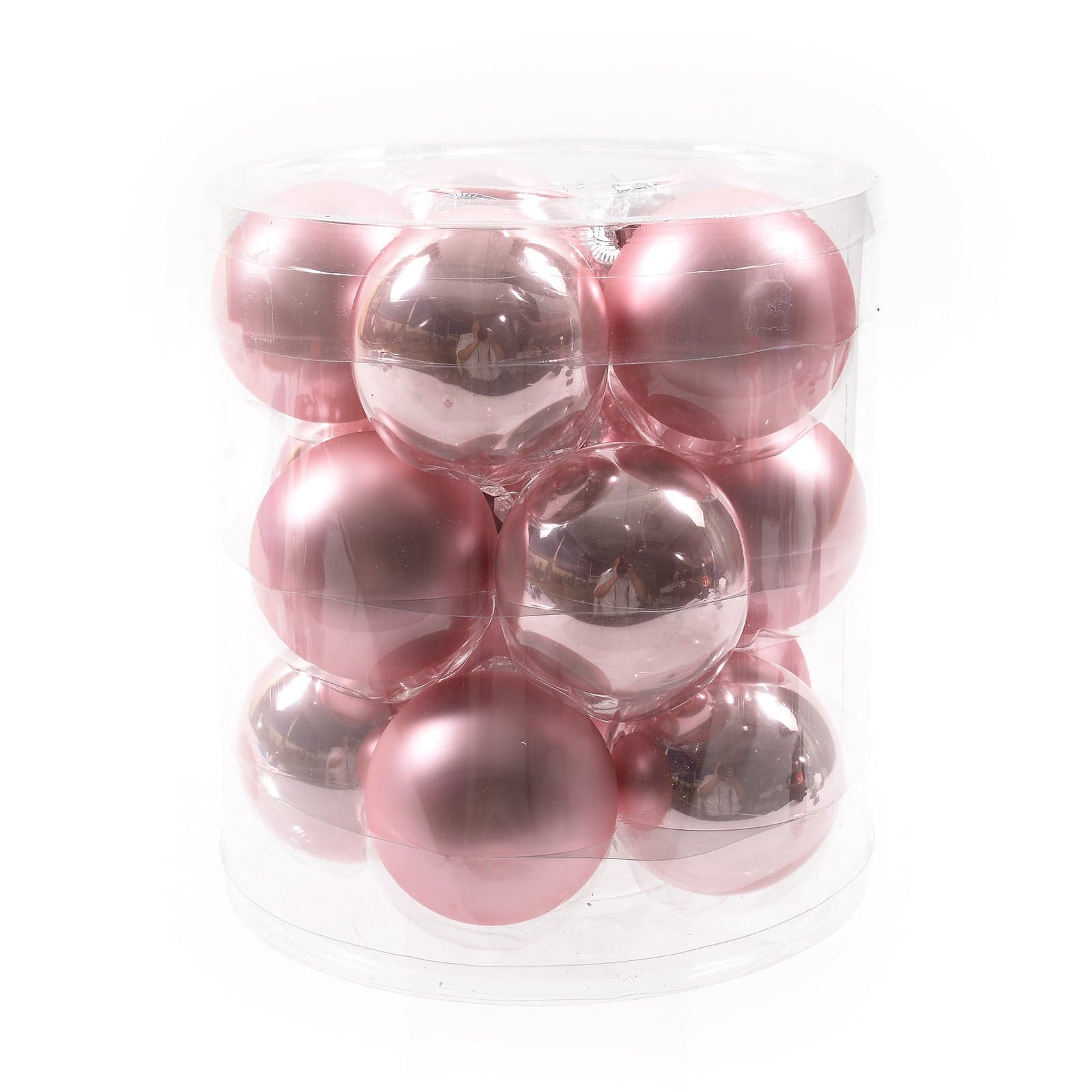 Set Palline per albero di natale Decorazione Natalizia opache e lucide rosa tinta unita - 2
